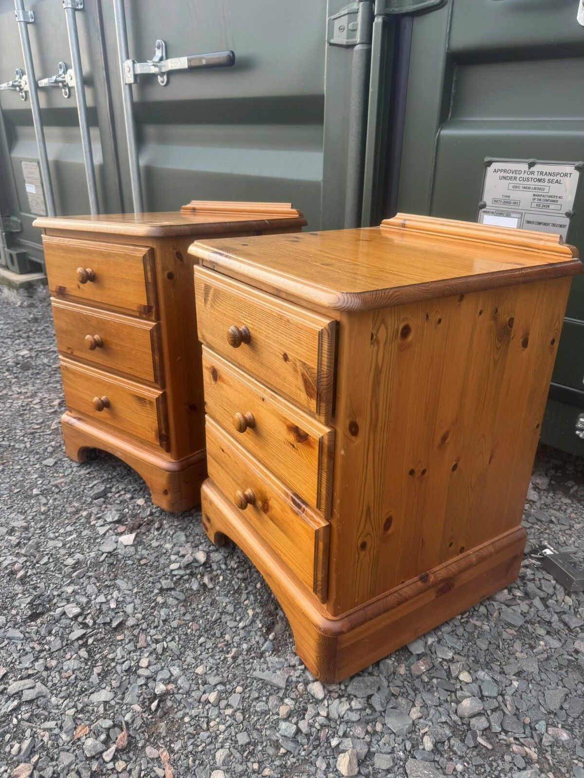 Pair Of Heavy Duty Pine Bedside Tables/Drawers Ready To Upcycle photo furniture