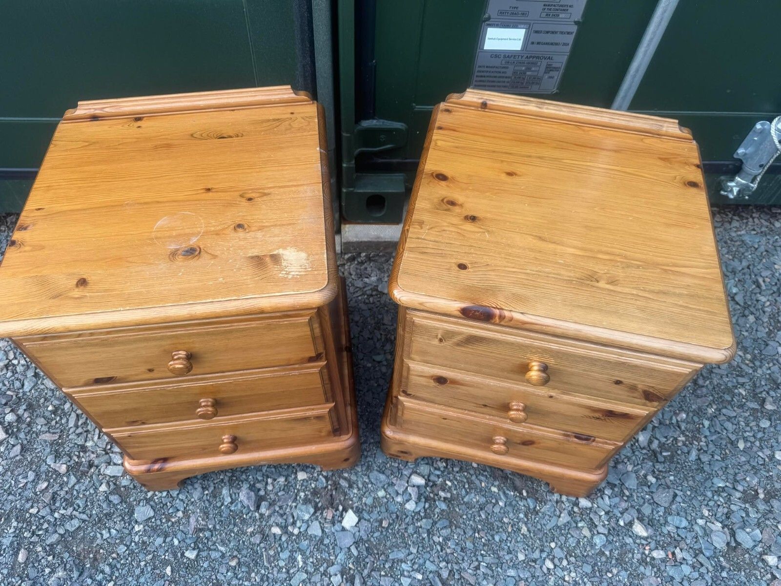 Pair Of Heavy Duty Pine Bedside Tables/Drawers Ready To Upcycle photo Furniture