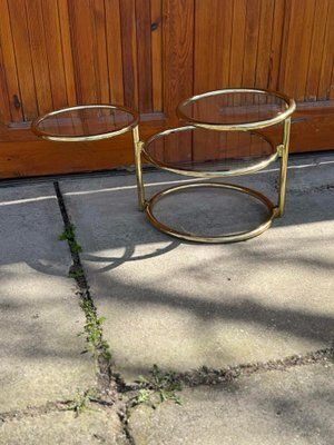 Vintage Brass Swivel Coffee Table In The Style Of Milo Baughman, 1970s photo Furniture