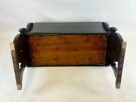 photo buy Antique Swedish Carved Hand Painted Lion's Bench, 1900s