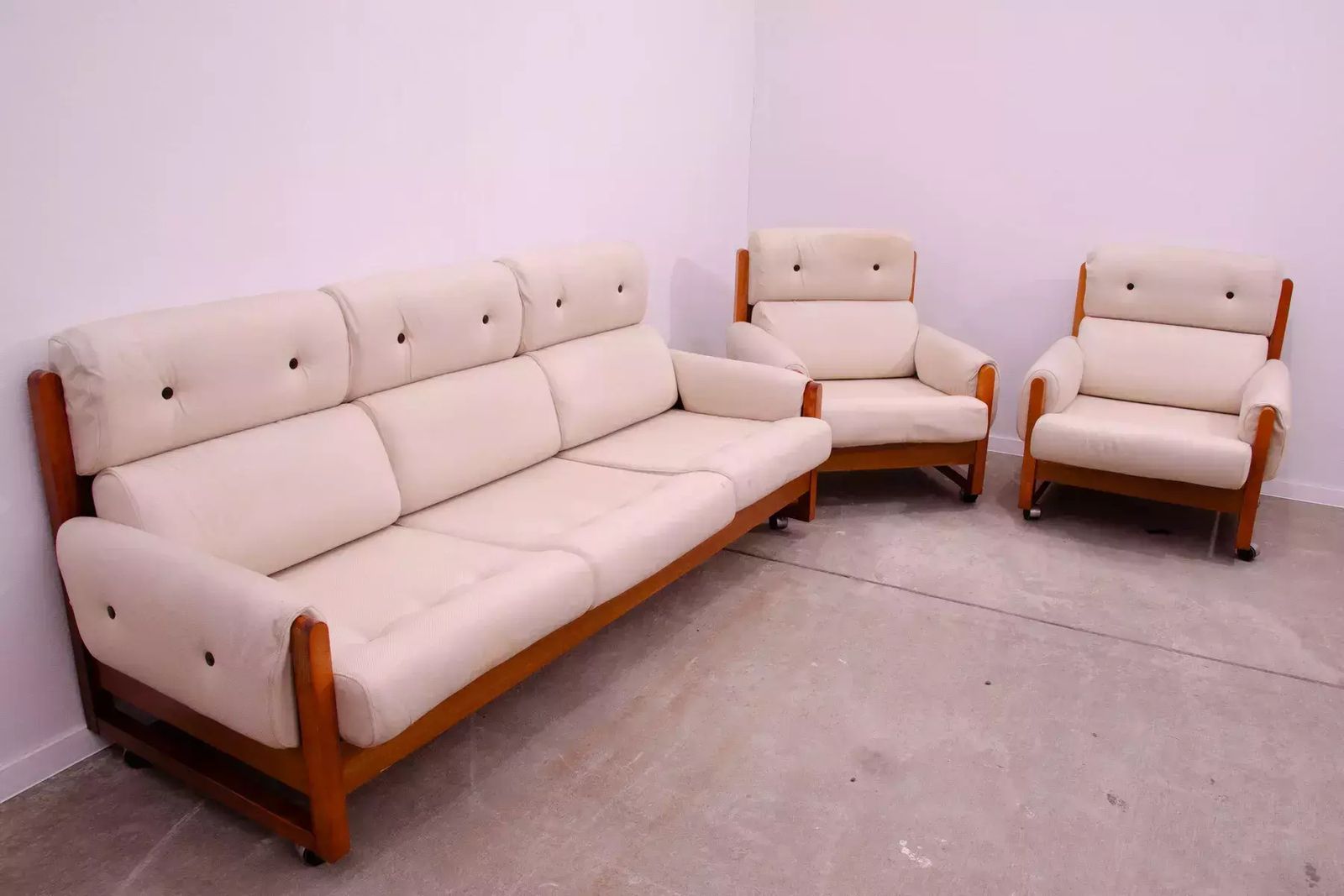 Vintage Scandinavian Style Zithoekset, Jaren 1970