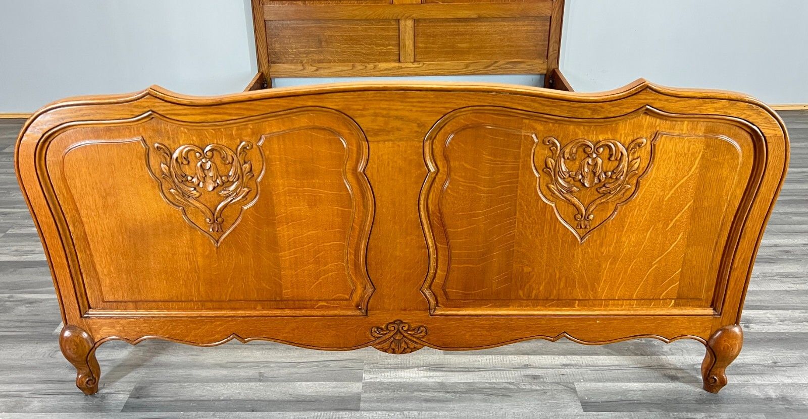 Bed Vintage French Louis XV Double Bed Frame Oak Carved Headboard  Lot 3791 photo furniture