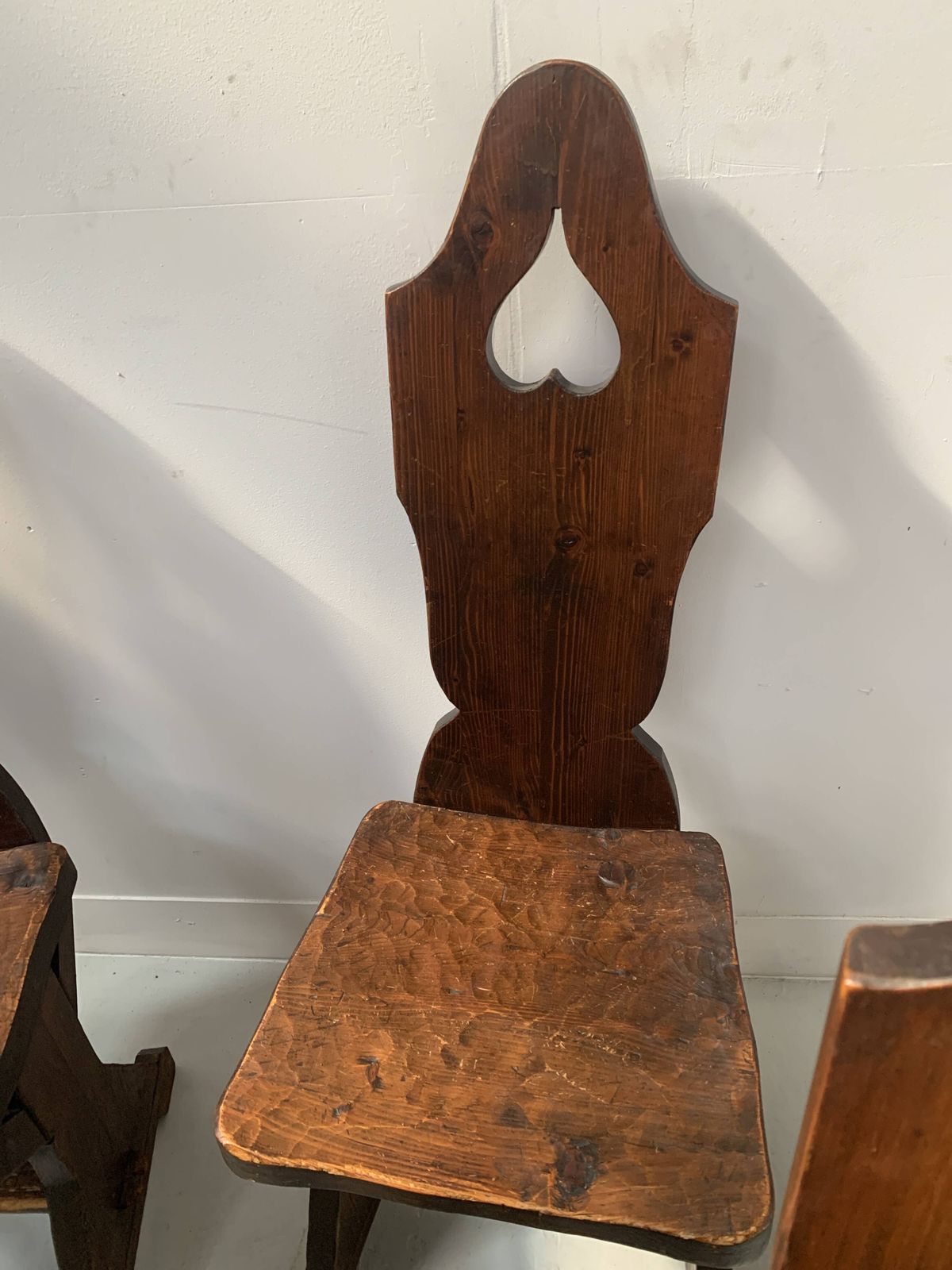 Set Of Six Natural Wood Chairs "Brutalist Art" 20th Century photo vinterior