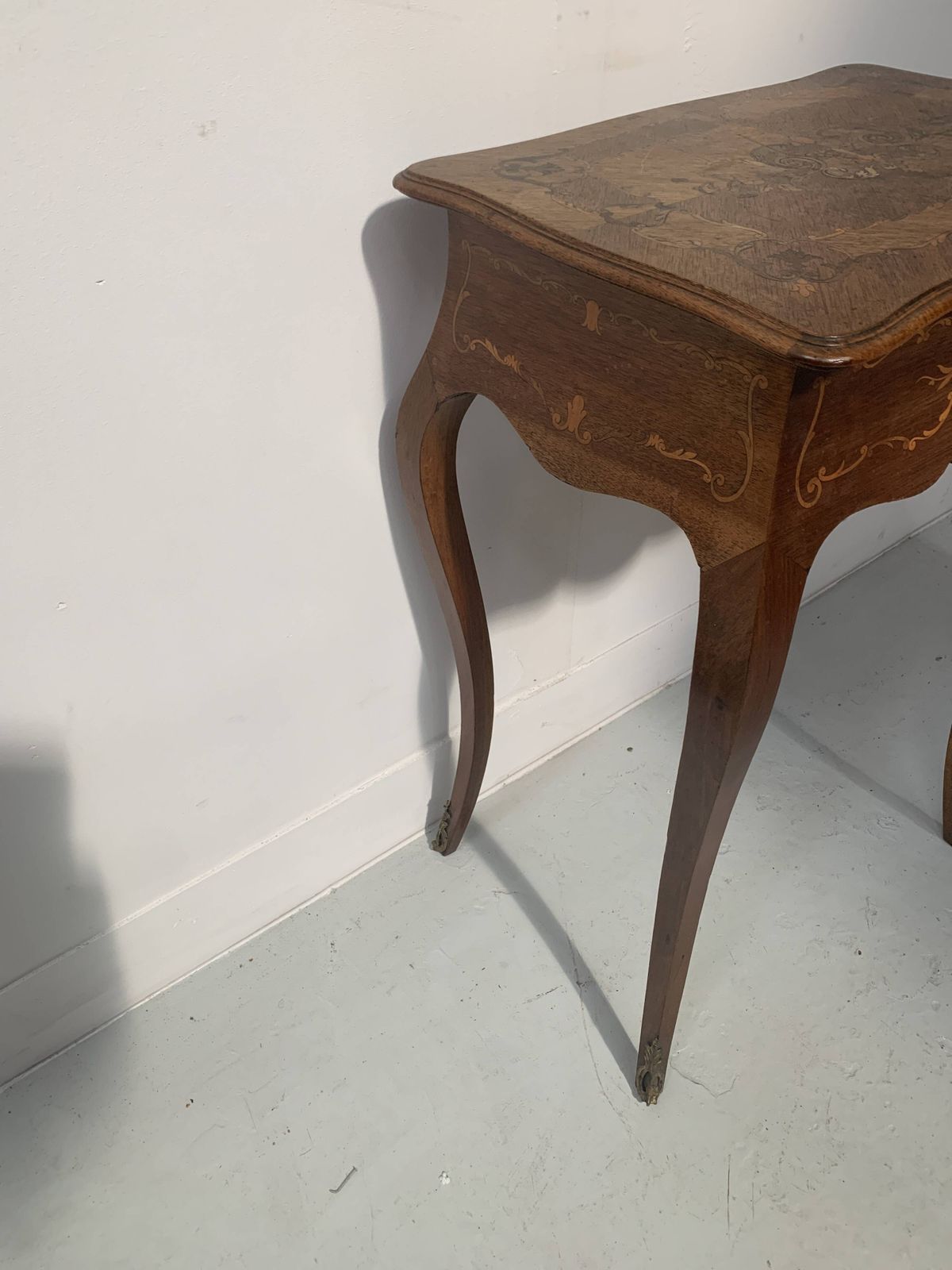 photo for sale Louis XV Style Work Table In Marquetry Wood, 20th Century