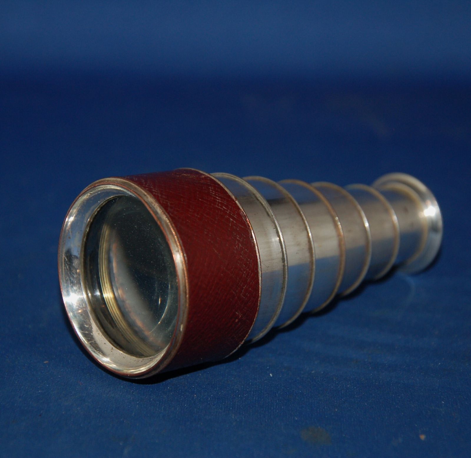 An Antique Six Draw Monocular, White Metal  Over Copper, Lenses Good photo for sale