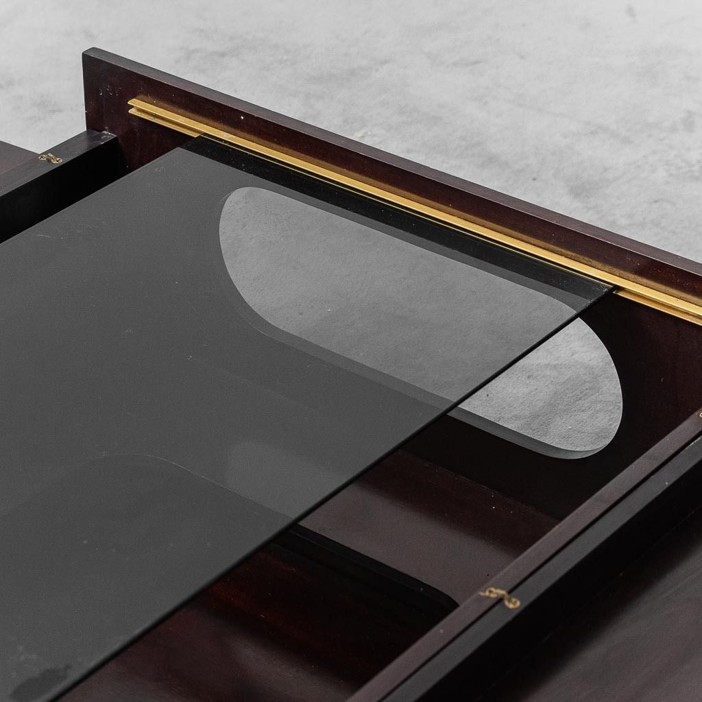 Wooden Coffee Table With Opening Top, Smoked Glass, 1970s Vintage, Modern Antiques photo Furniture