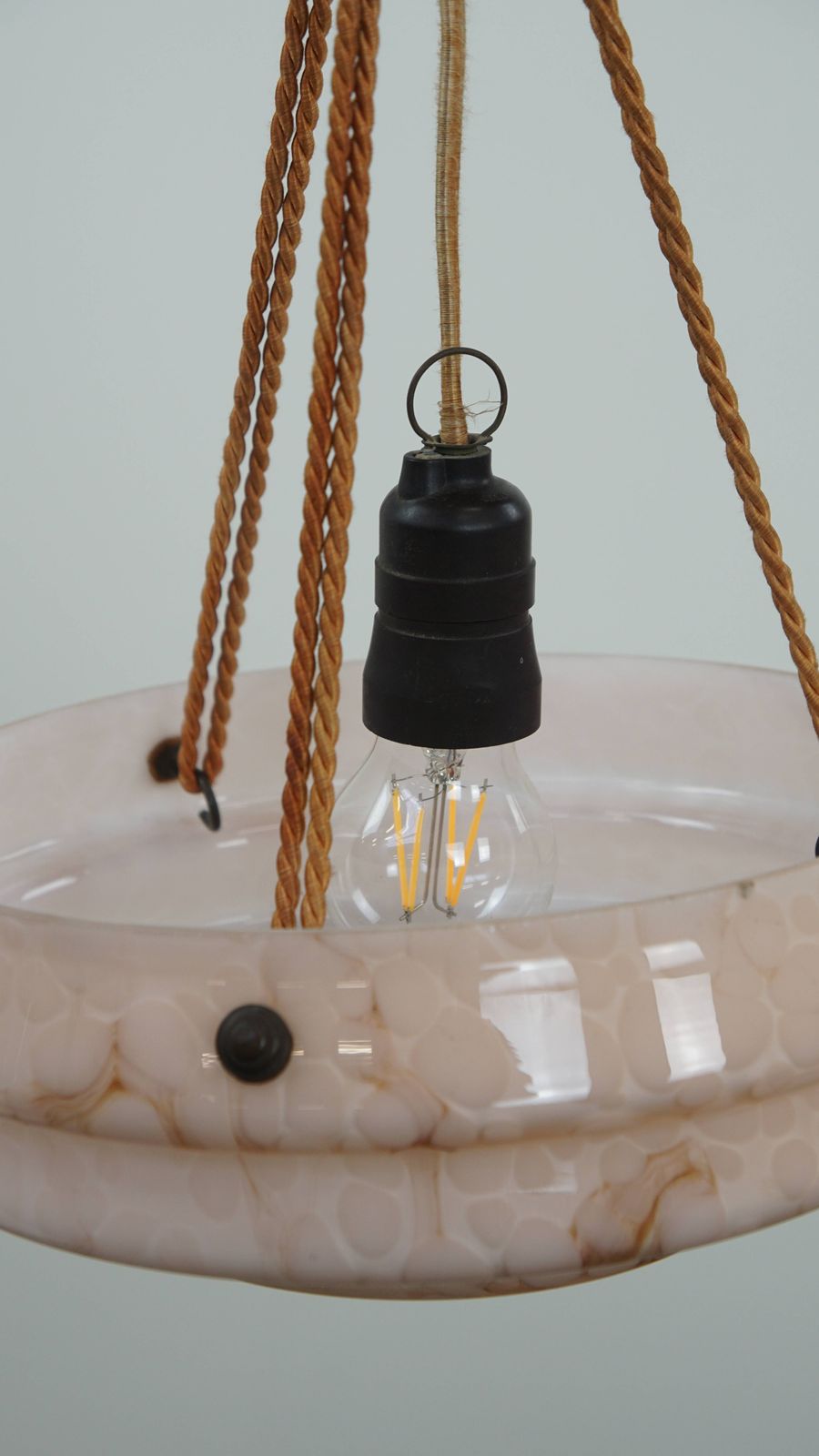 Vintage Zachtroze Gemarmerd Glazen Art Deco Hanglamp photo Verlichting