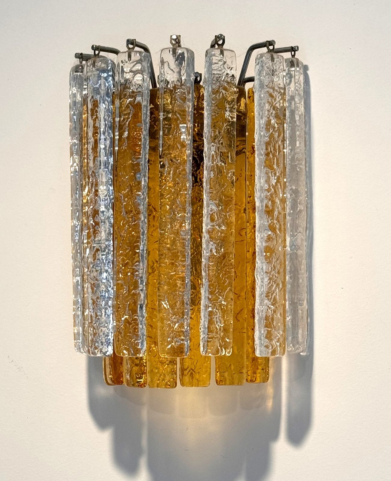 Italian Mid Century Murano Glass Wall Sconce In Two Rows And Colors
