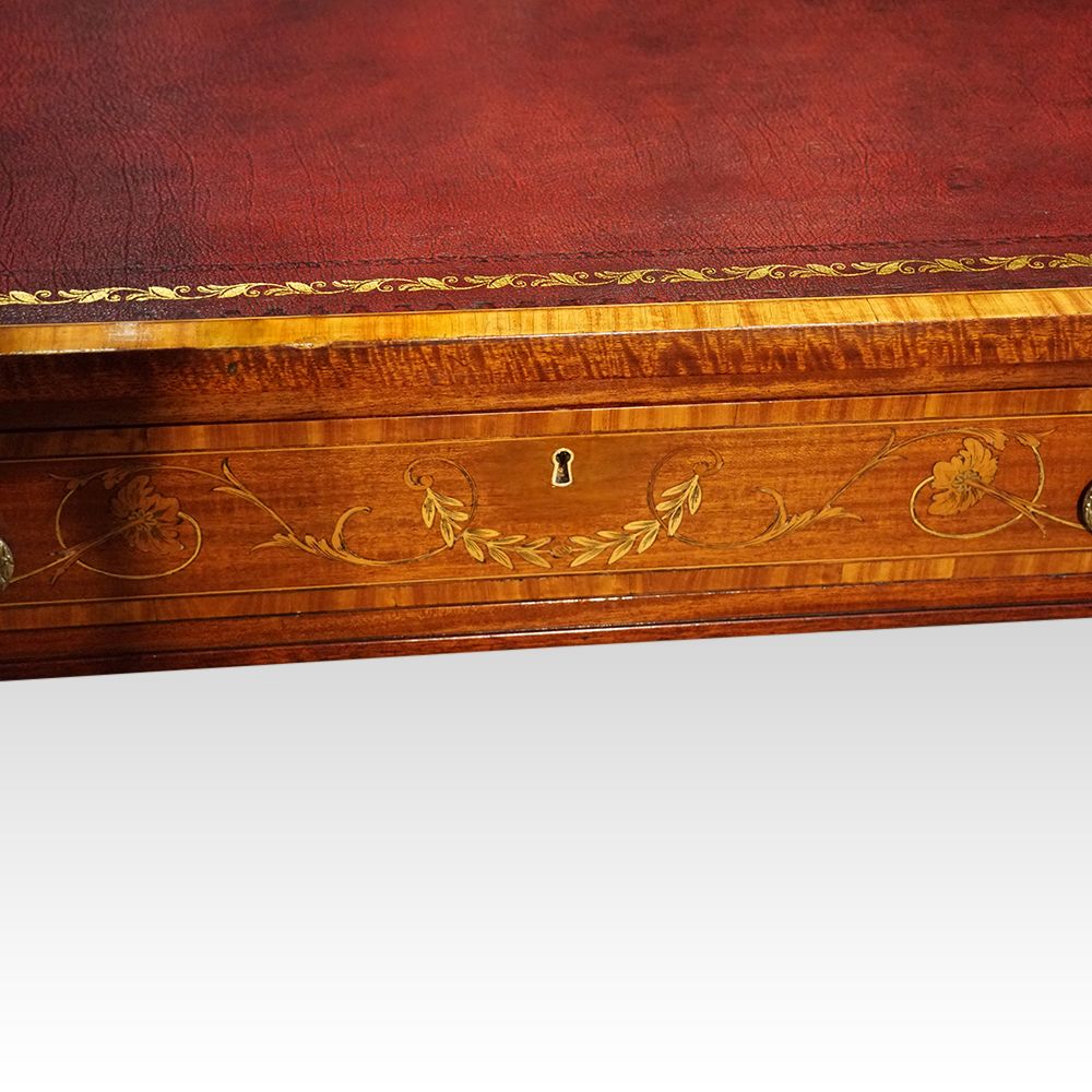 Furniture Edwardian Inlaid Mahogany Pedestal Desk photo