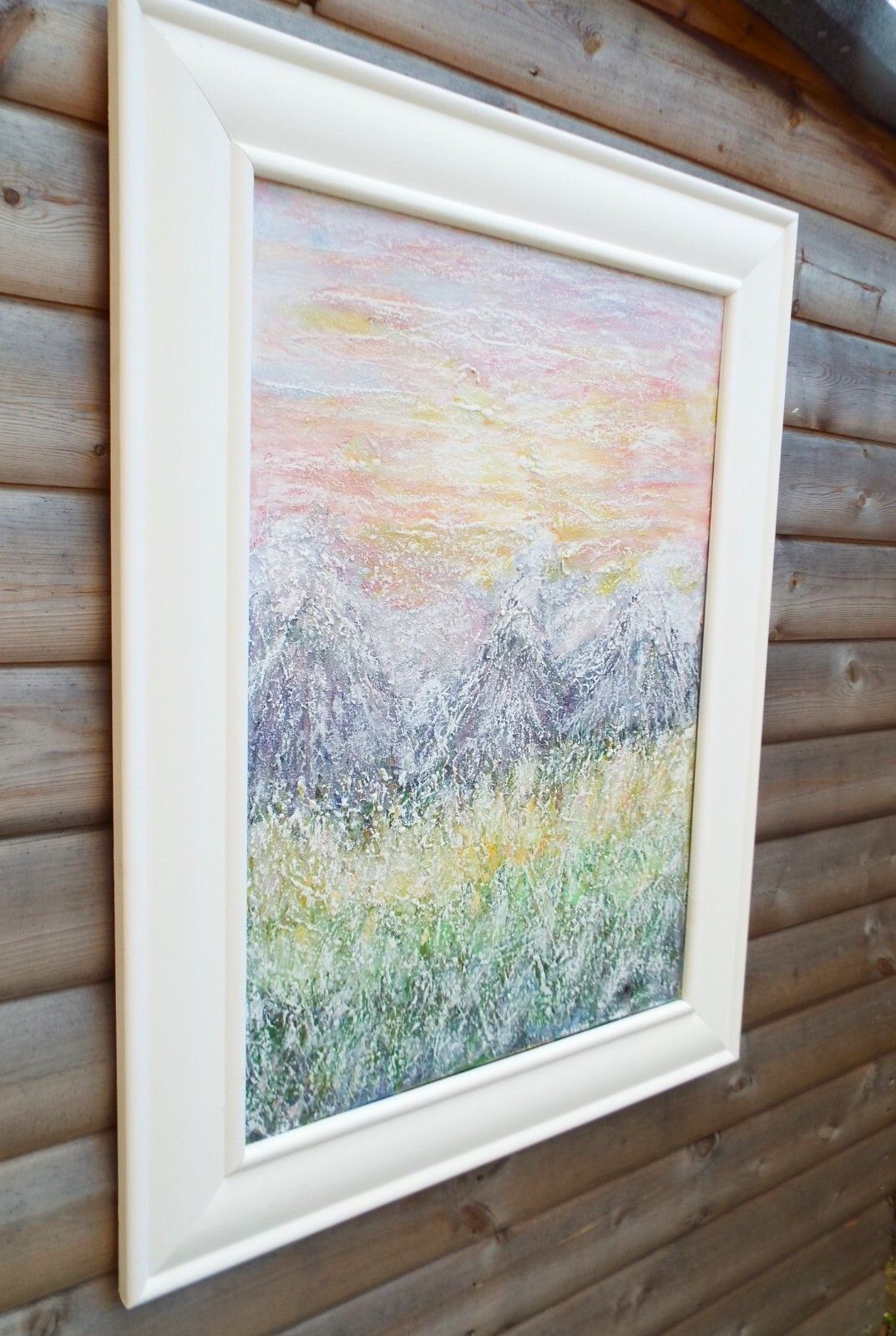 Large Abstract Mountain Landscape Snow Scene Painting Framed  Andi J Lucas photo Art