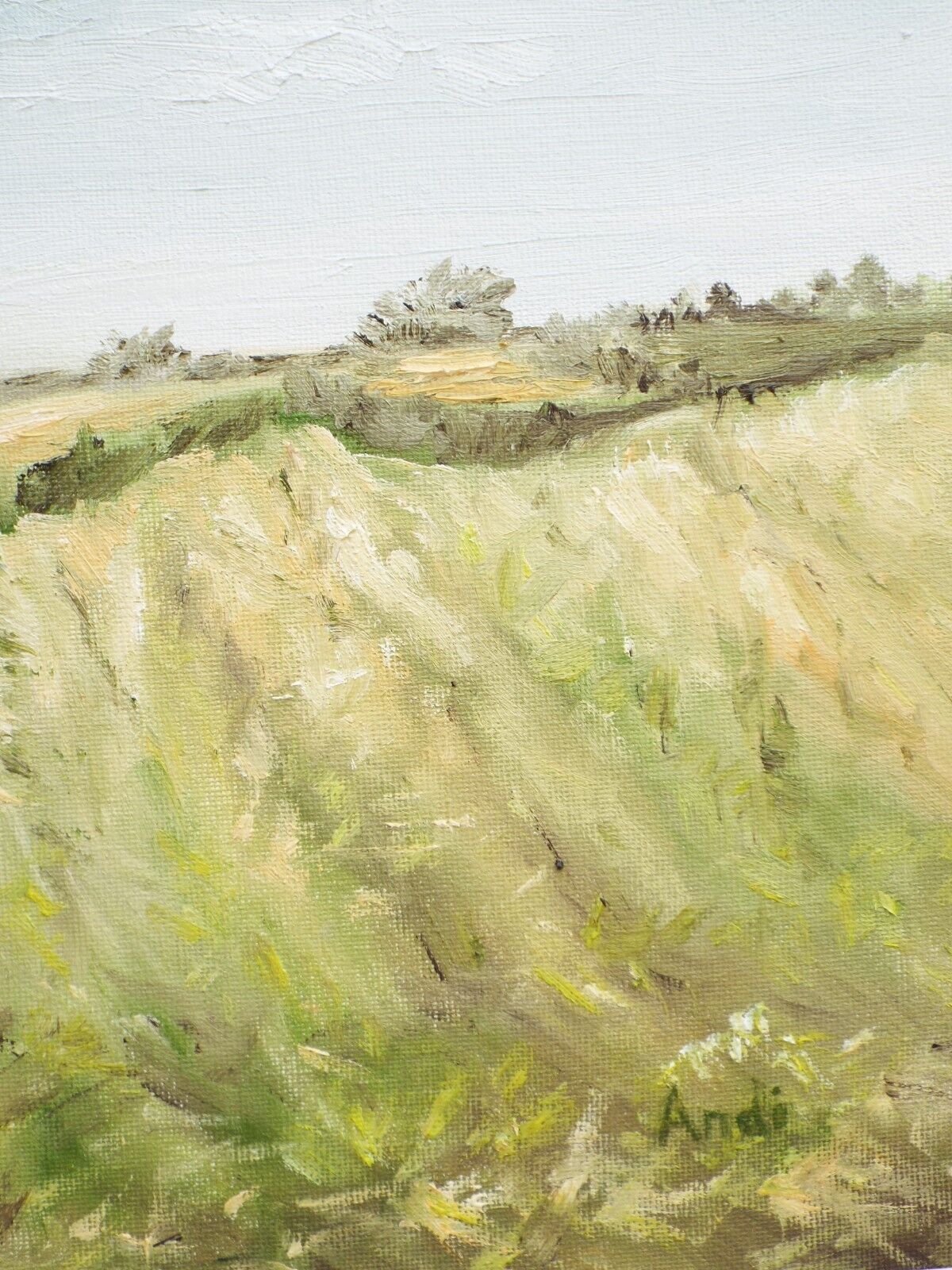 English Country Landscape Late Summer Field Original Oil Painting Andi J Lucas photo Art