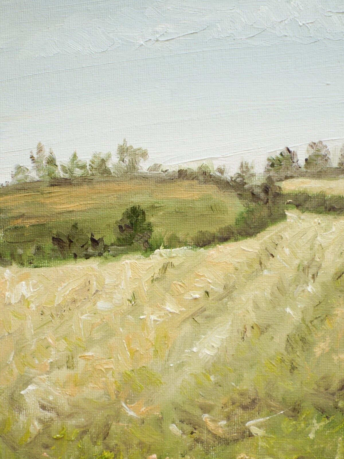 English Country Landscape Late Summer Field Original Oil Painting Andi J Lucas photo 306.0