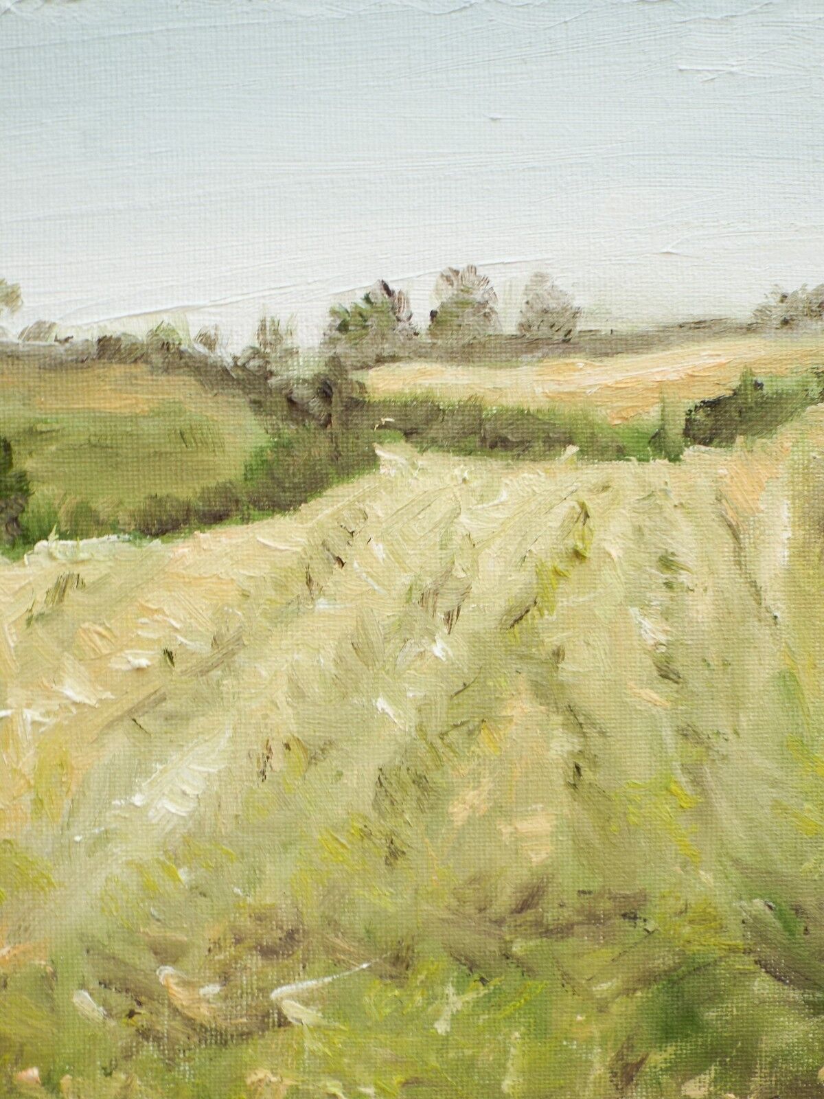 English Country Landscape Late Summer Field Original Oil Painting Andi J Lucas photo vinterior