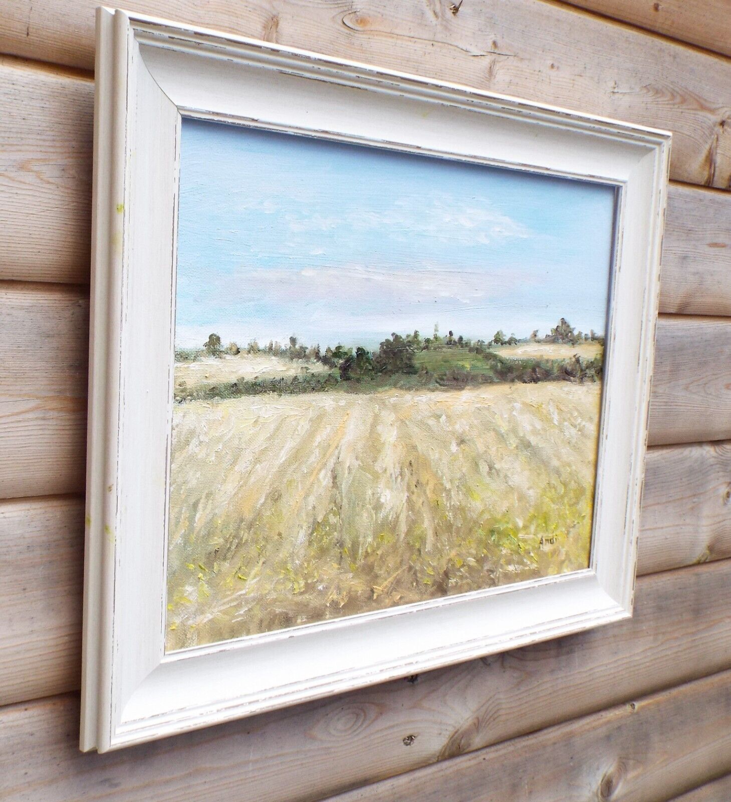 English Country Landscape Summer Harvest Field Original Oil Painting Andi Lucas photo Art