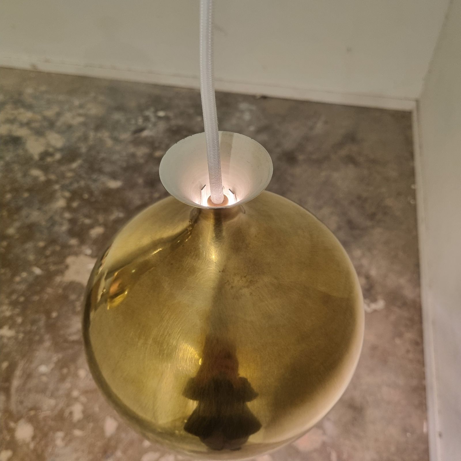 Set Of Two Elegant Brass Pendant Lamps Löken By Helge Zimdal For Falkenbergs Sweden 1960s photo buy
