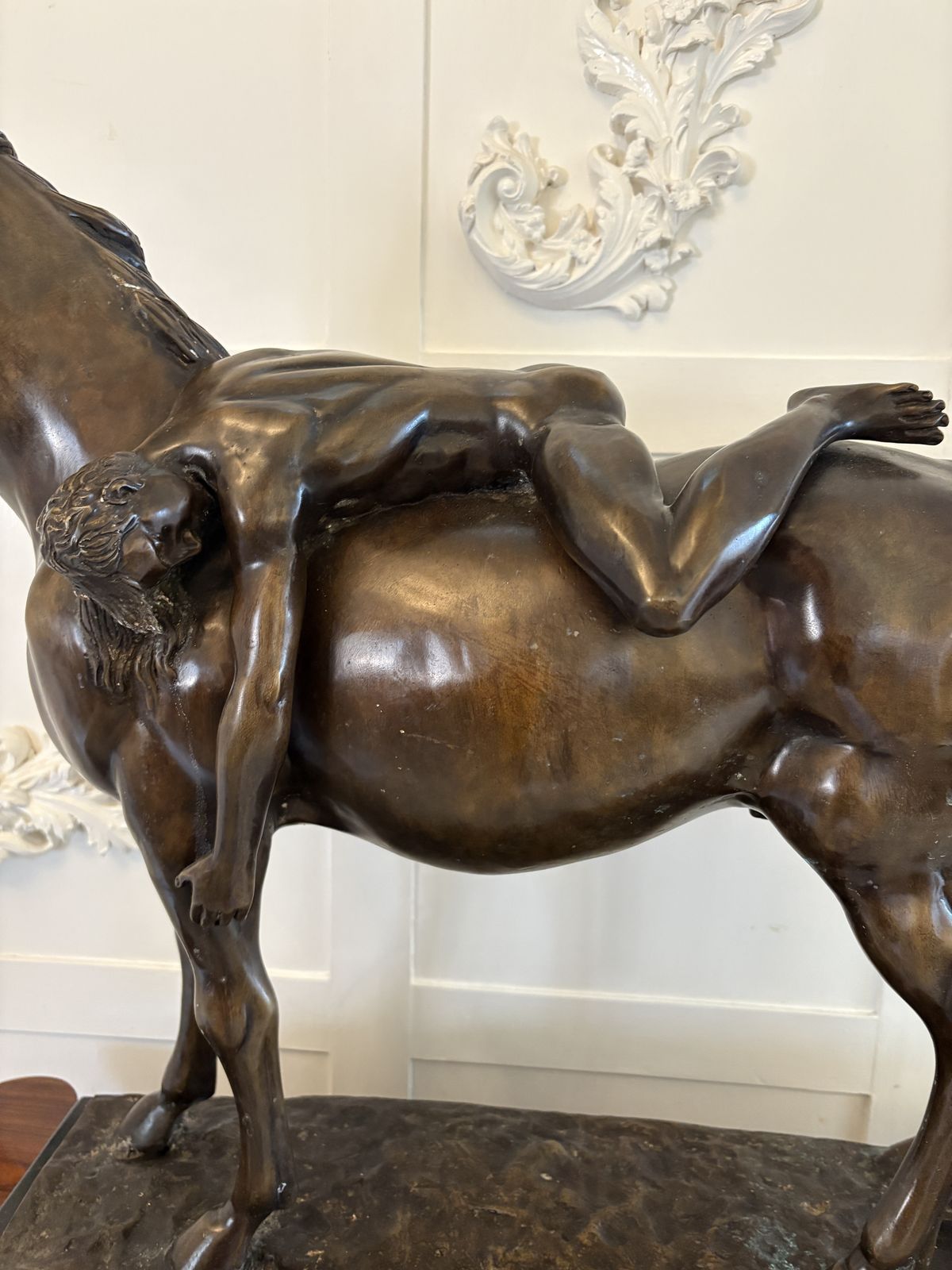 Art Large Antique Bronze Study Of A Nude Male On Horseback photo