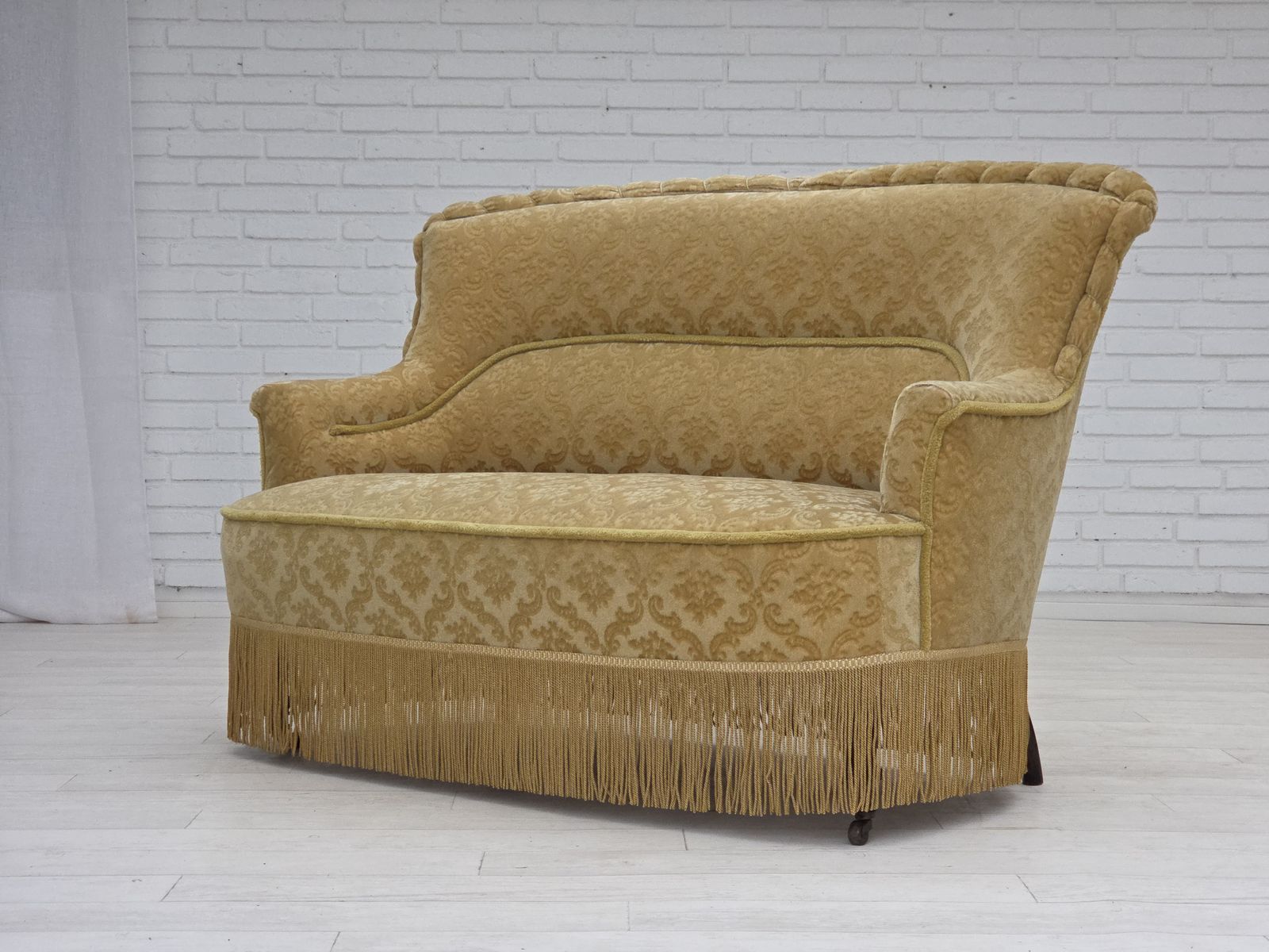 1950s, Danish 2 Seater Sofa, Green/Honing Furniture Velour. photo Furniture