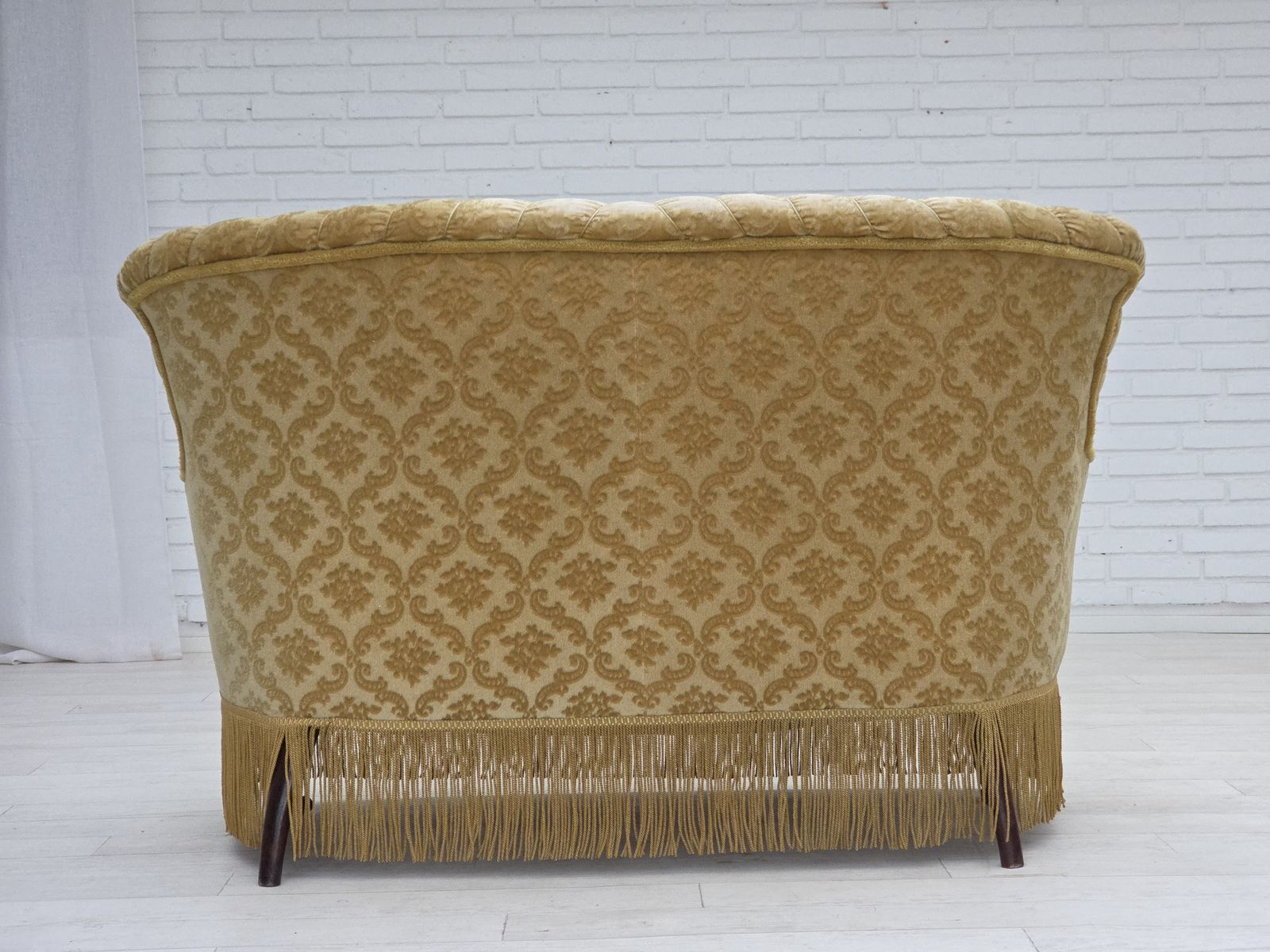 photo for sale 1950s, Danish 2 Seater Sofa, Green/Honing Furniture Velour.