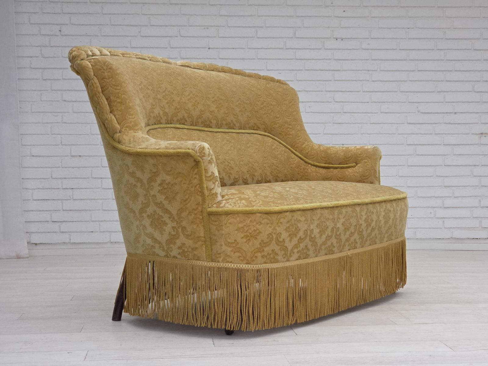 1650.0 1950s, Danish 2 Seater Sofa, Green/Honing Furniture Velour. photo