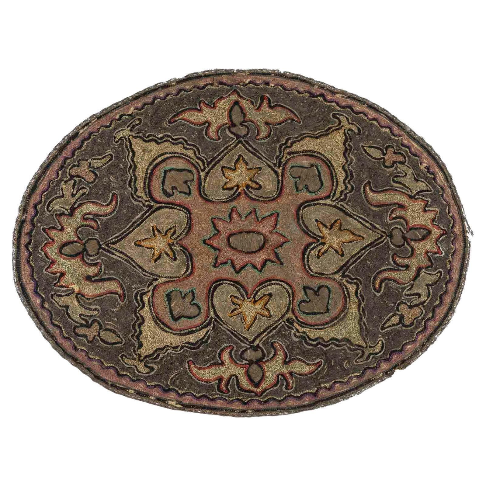 Orientalist Doily, Embroidered With Gold And Other Threads, Orientalist Art.