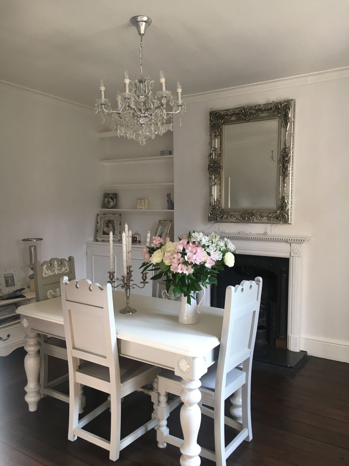 Chalk Painted Rustic French Style Dining Table & 6 Chairs