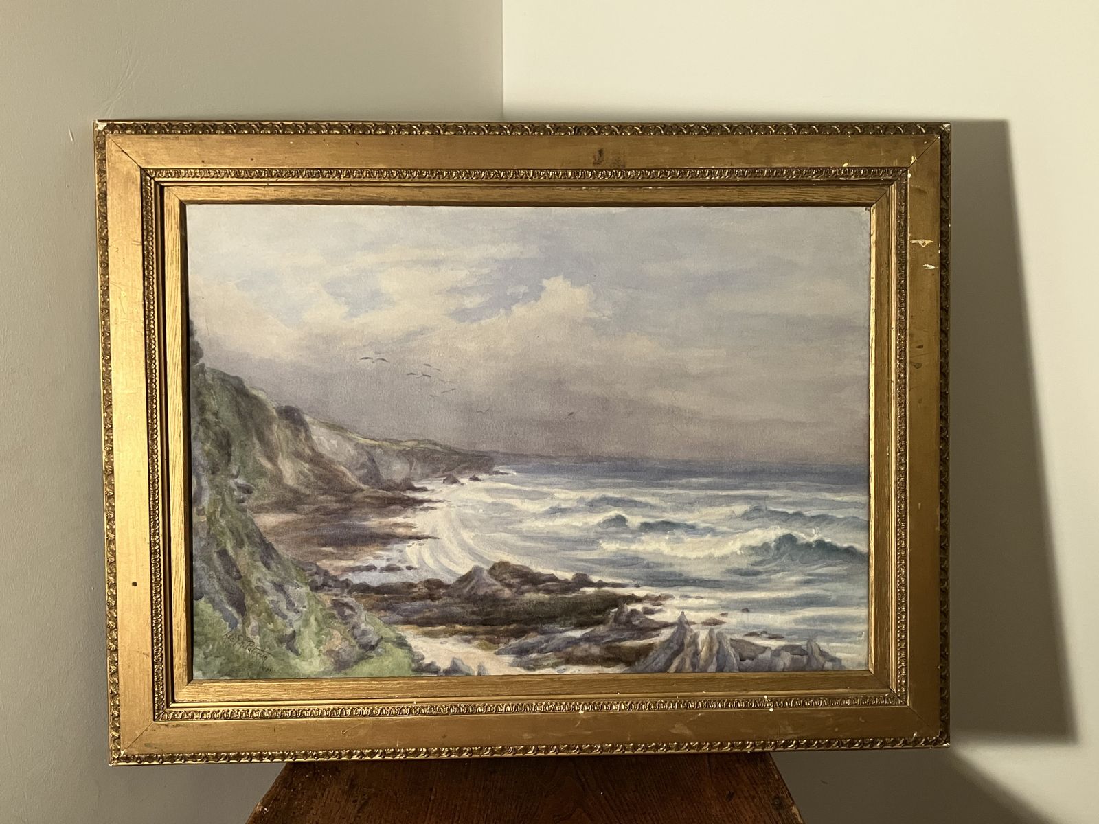 Original Work By Ada Elma Alberta Paterson C.1868–1948 Coastal Scottish Landscape Framed photo vinterior