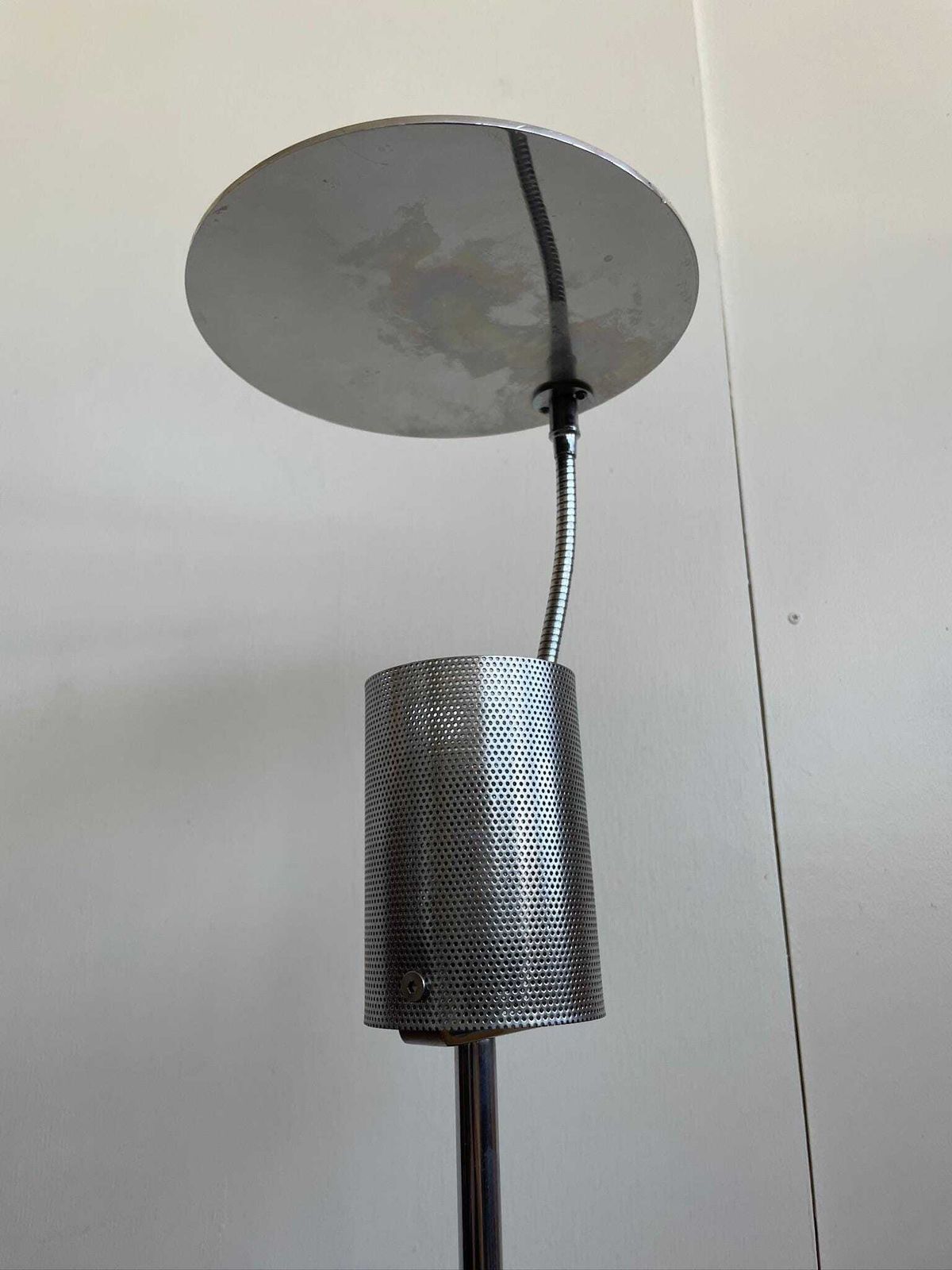 Vintage Metal French Adjustable Mid Height Floor Lamp By Lux Model No.18 Postmodern photo furniture