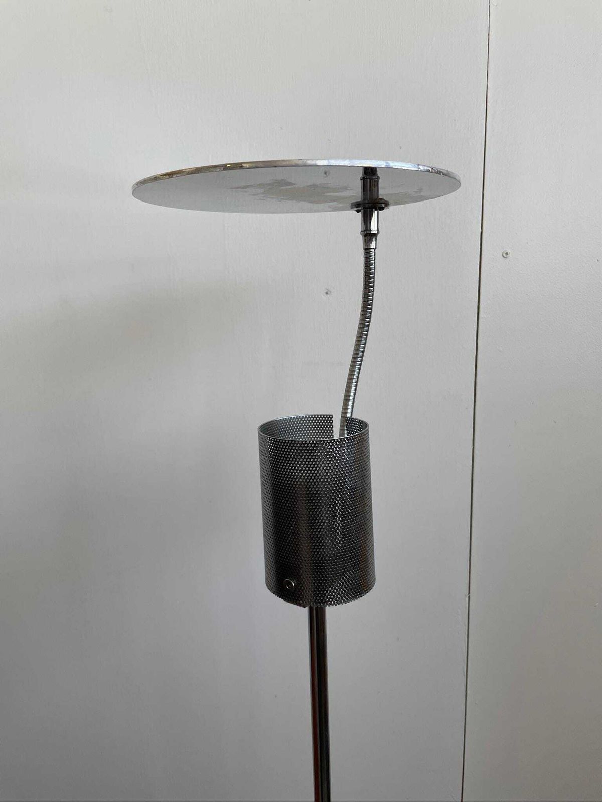 Vintage Metal French Adjustable Mid Height Floor Lamp By Lux Model No.18 Postmodern photo for sale