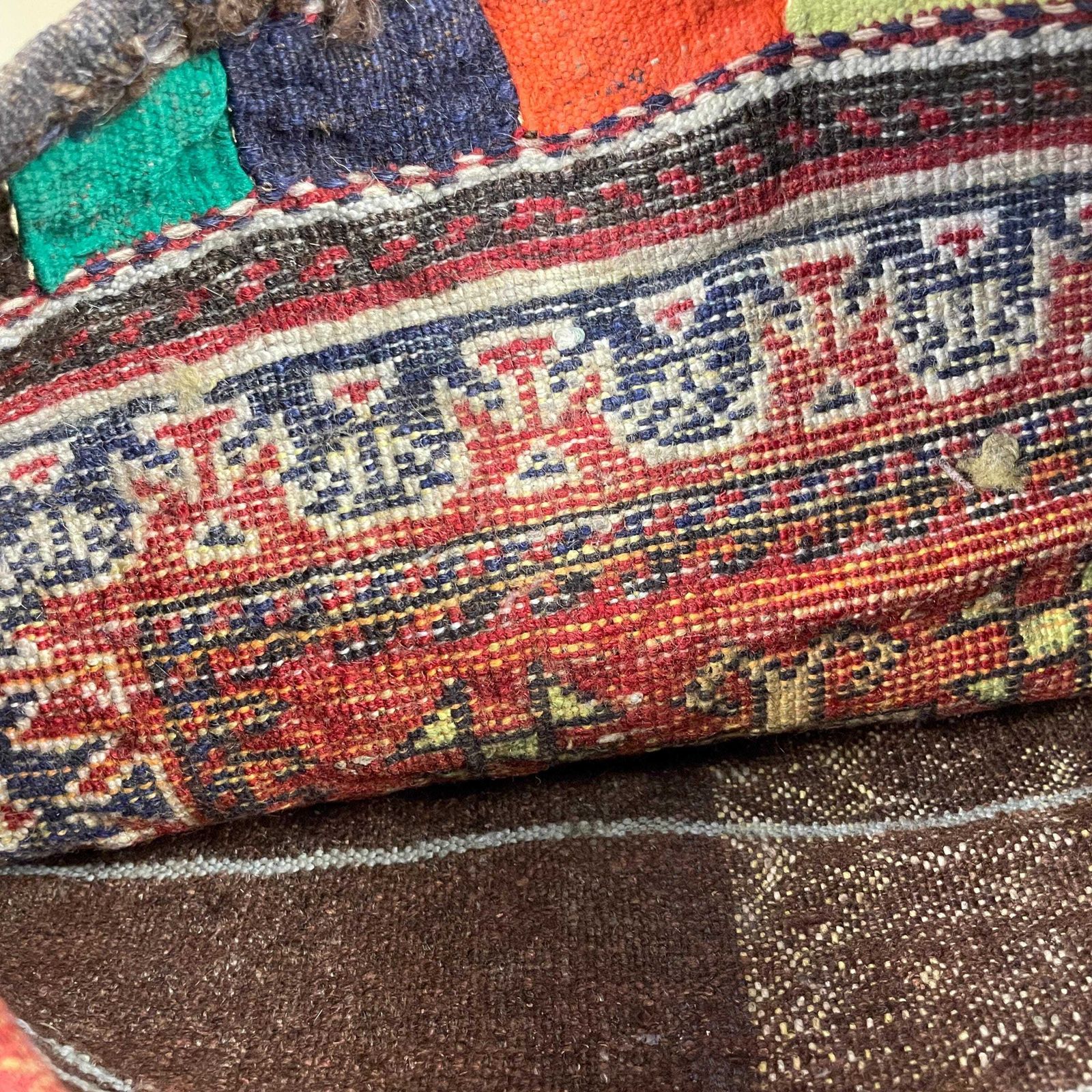 Antique Kilim Cushion Moroccan Rug Carpet Bolster Pillow Handwoven Handmade Woven Traditional Mat Fabric 48x46cm Scatter Vintage Old photo buy