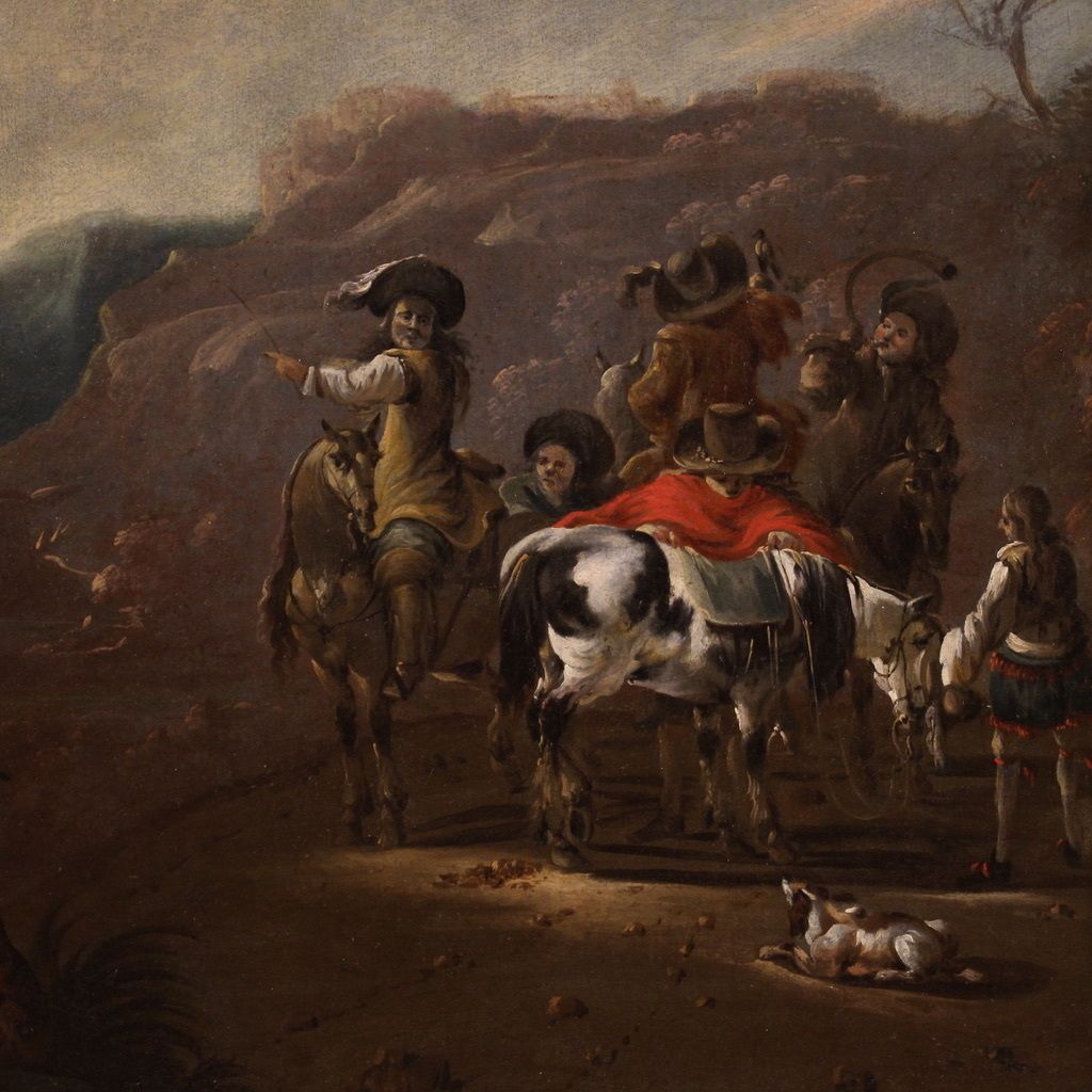 Art Flemish Painting From The 17th Century, Hunting Scene photo