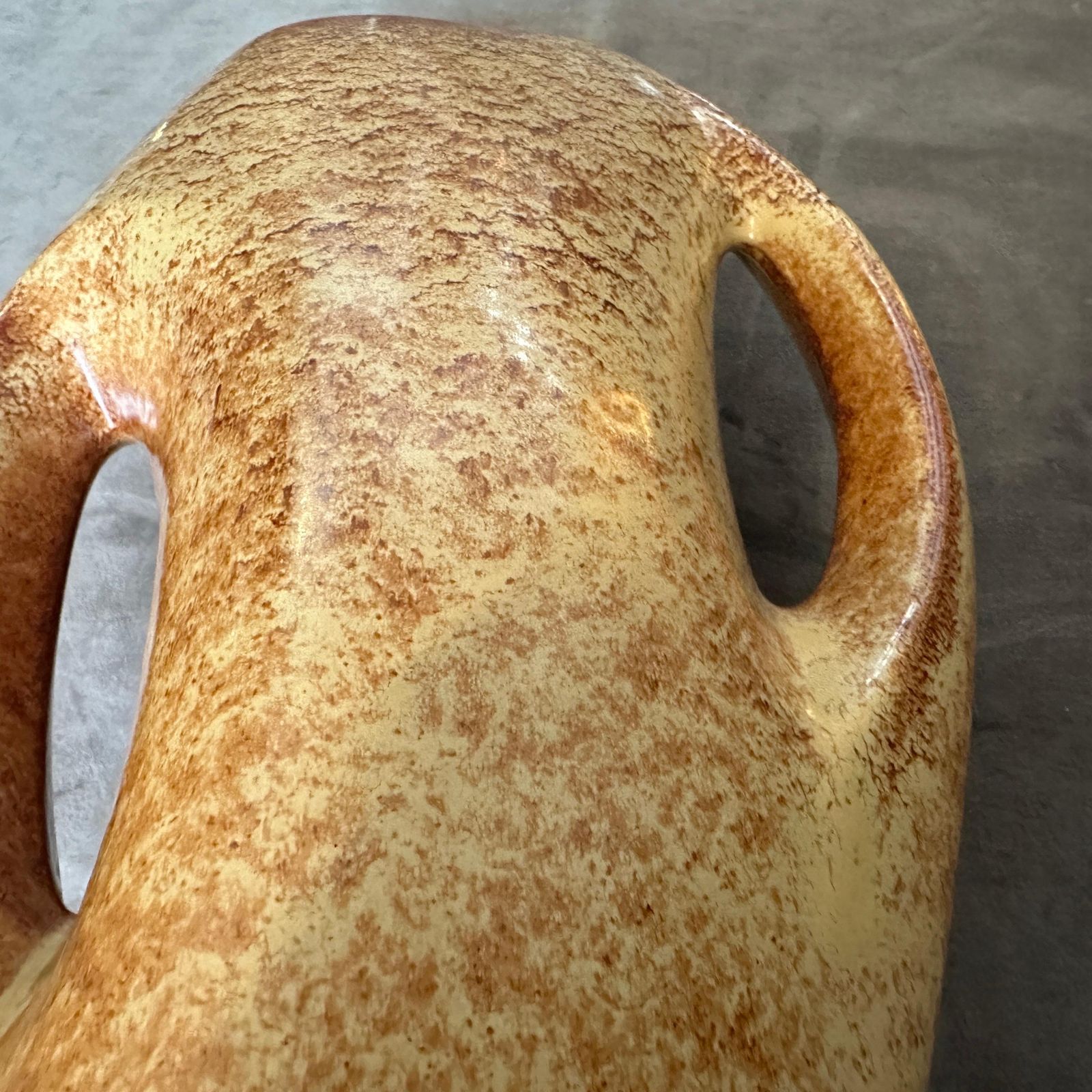 1970s Modernist Amber And Brown Ceramic Italian Vase By Giovanni Bertoncello photo buy