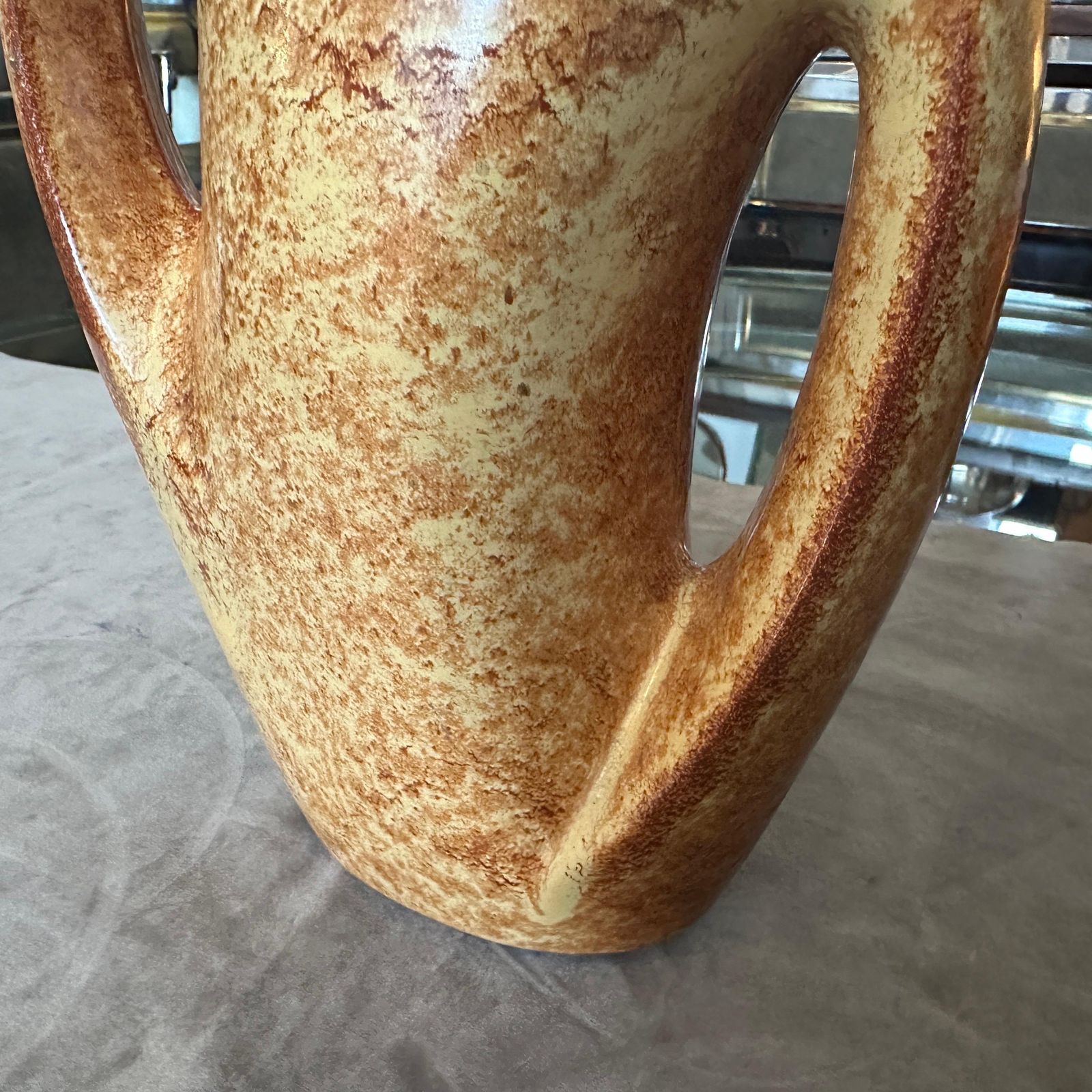 Home Decor 1970s Modernist Amber And Brown Ceramic Italian Vase By Giovanni Bertoncello photo