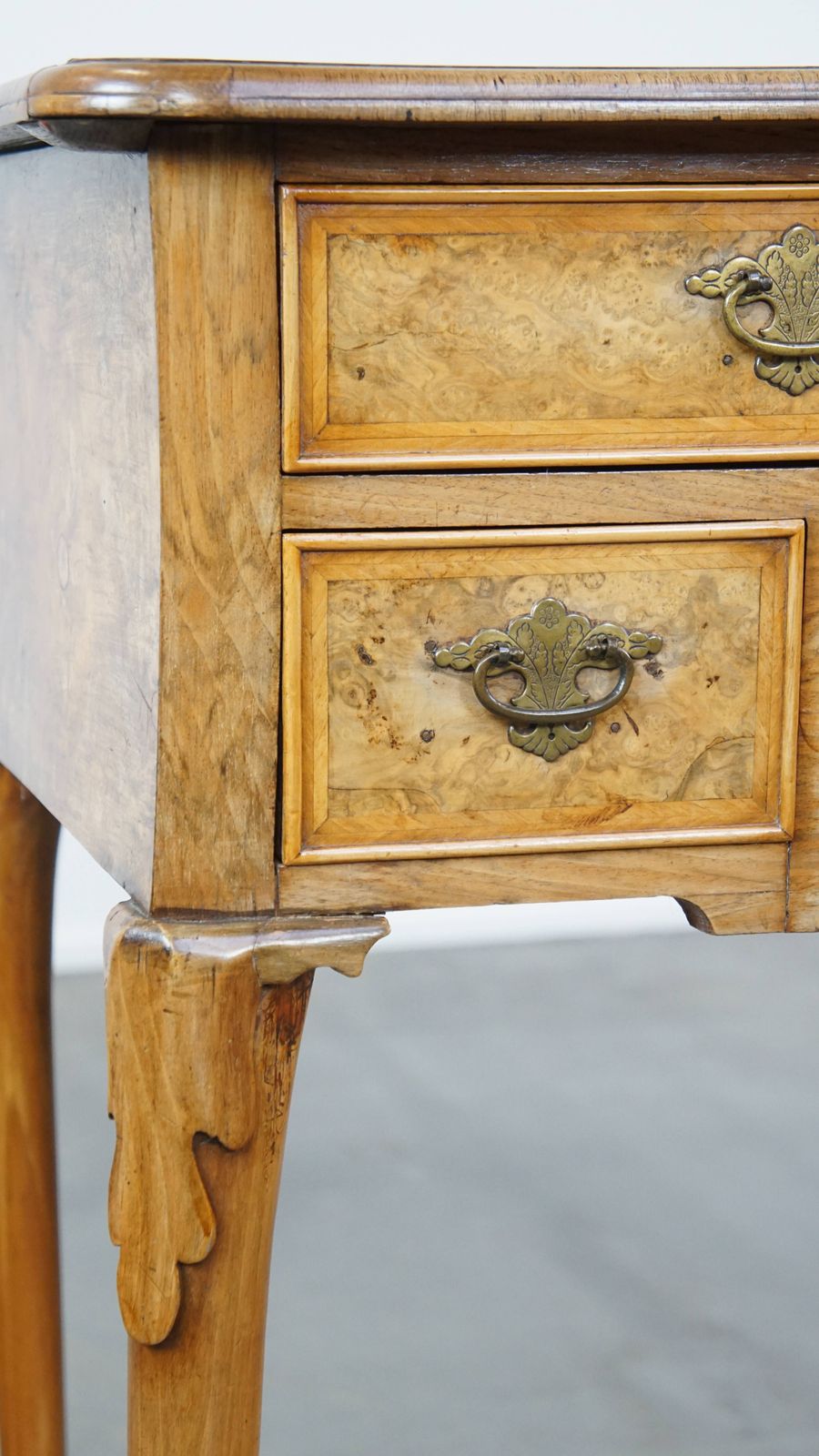 photo for sale Beautiful Antique Dutch Burl Walnut Wooden Writing/Side Table From The 18th Century