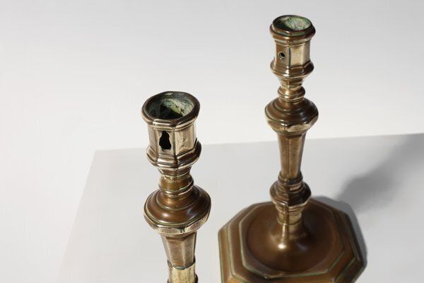 photo furniture Antique French Copper Candleholders, 1800, Set Of 2