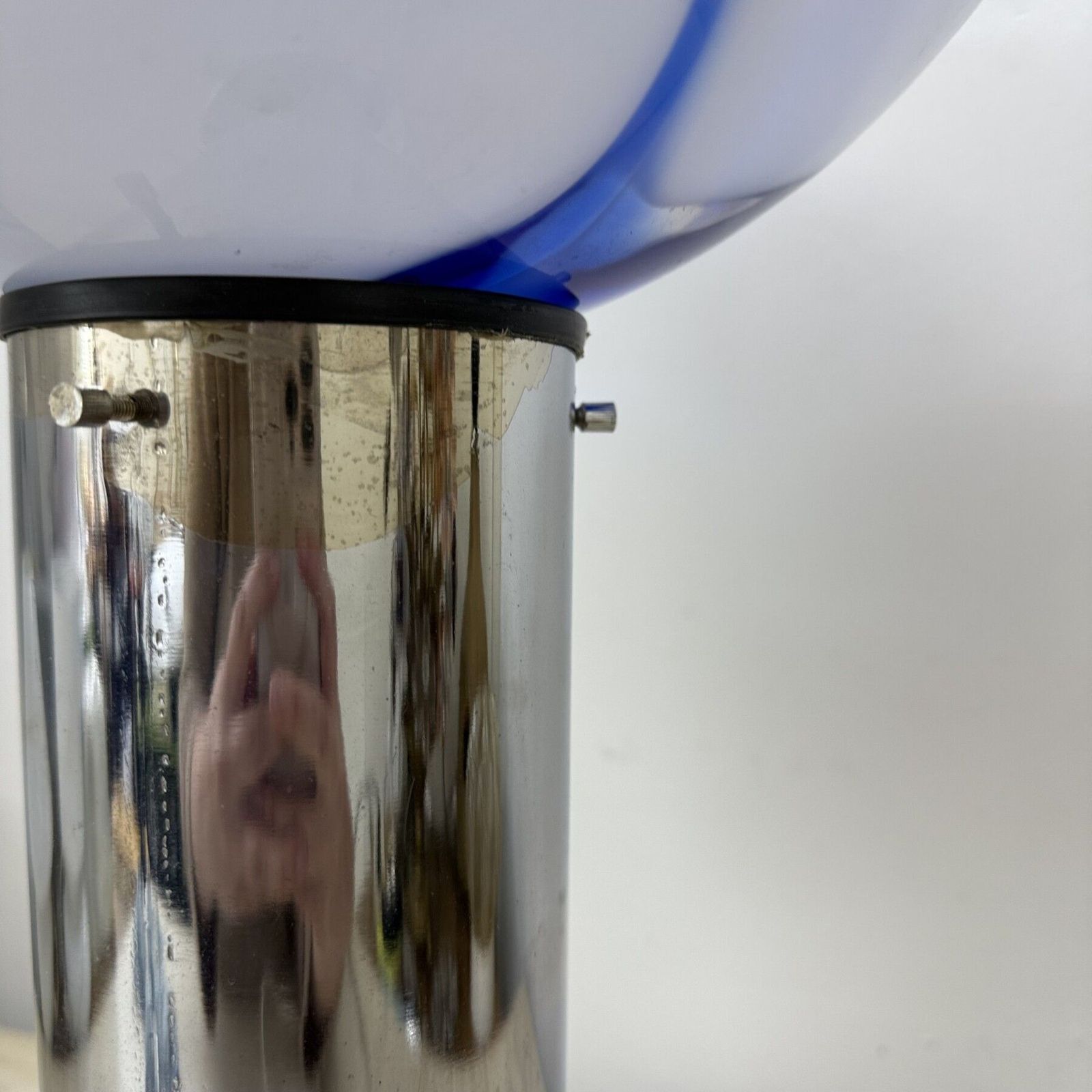 Mid – Century Large Glass Table Lamp With Blue Swirl , 1970s Italy photo 799.0