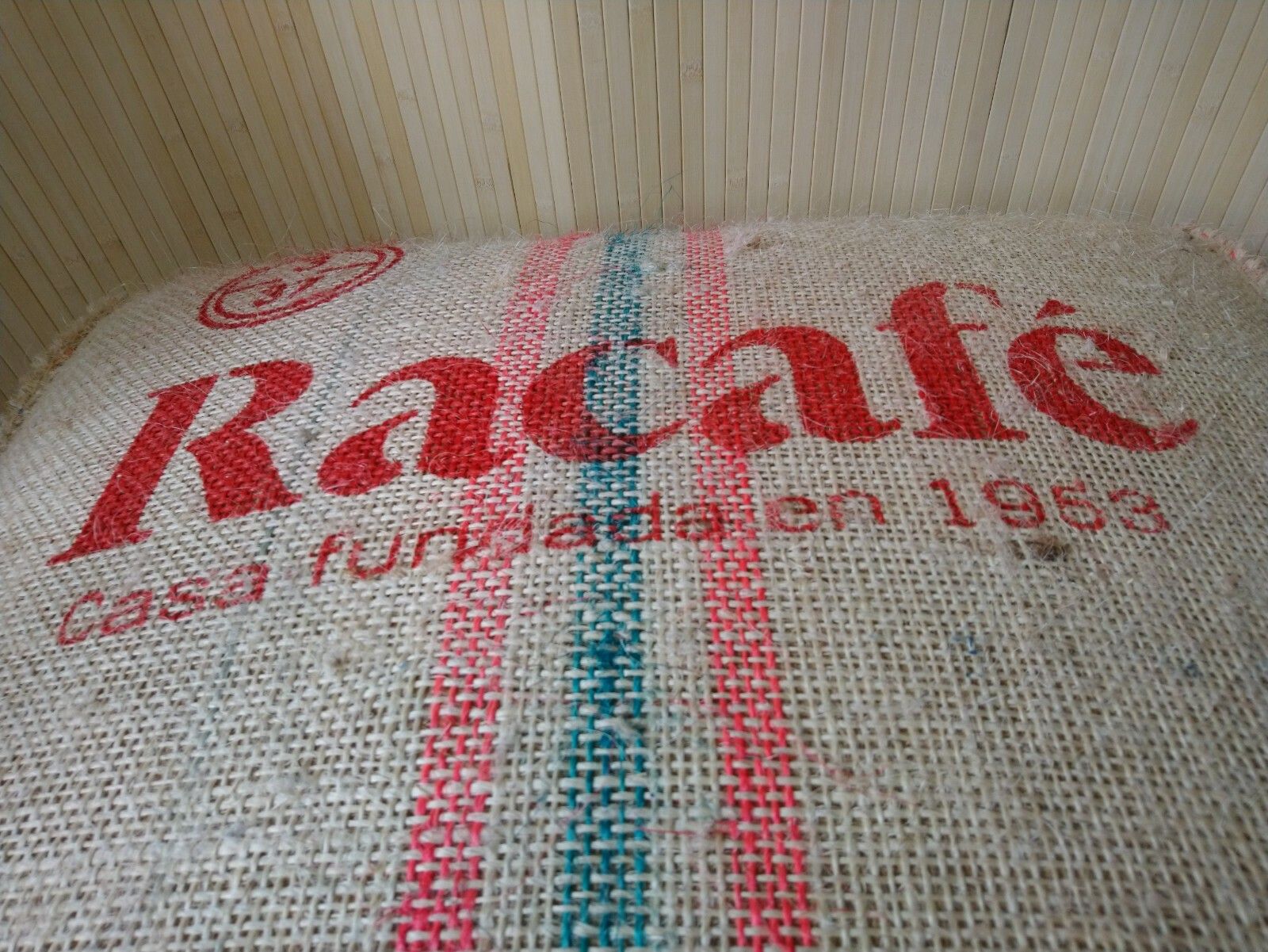 Fab Vintage Retro Industrial Xl Coffee Bean Sack Footstool Pouffe Hairpin Legs photo Furniture