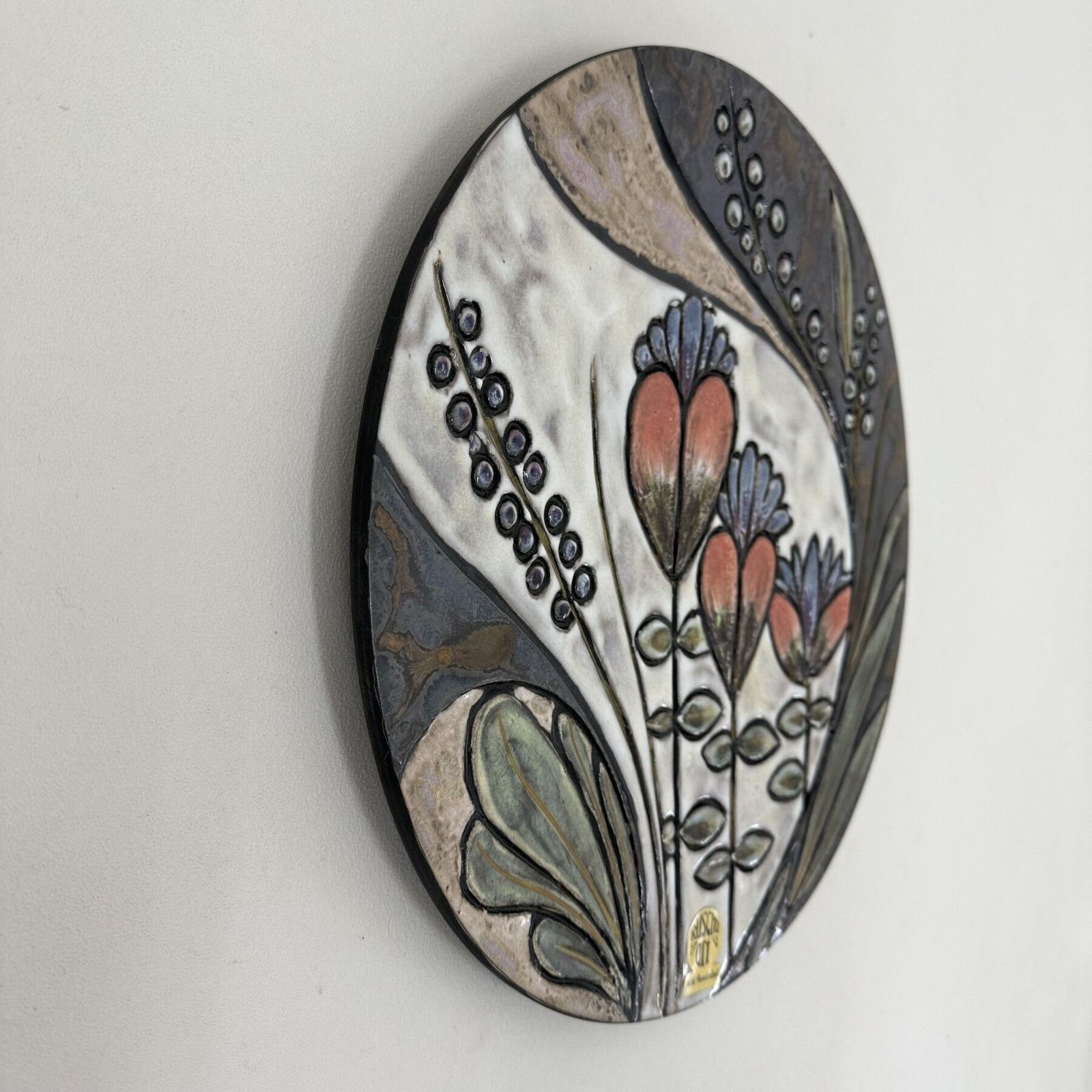 Ruscha Floraal Keramisch Wandtegel, Jaren 1970, Duitsland