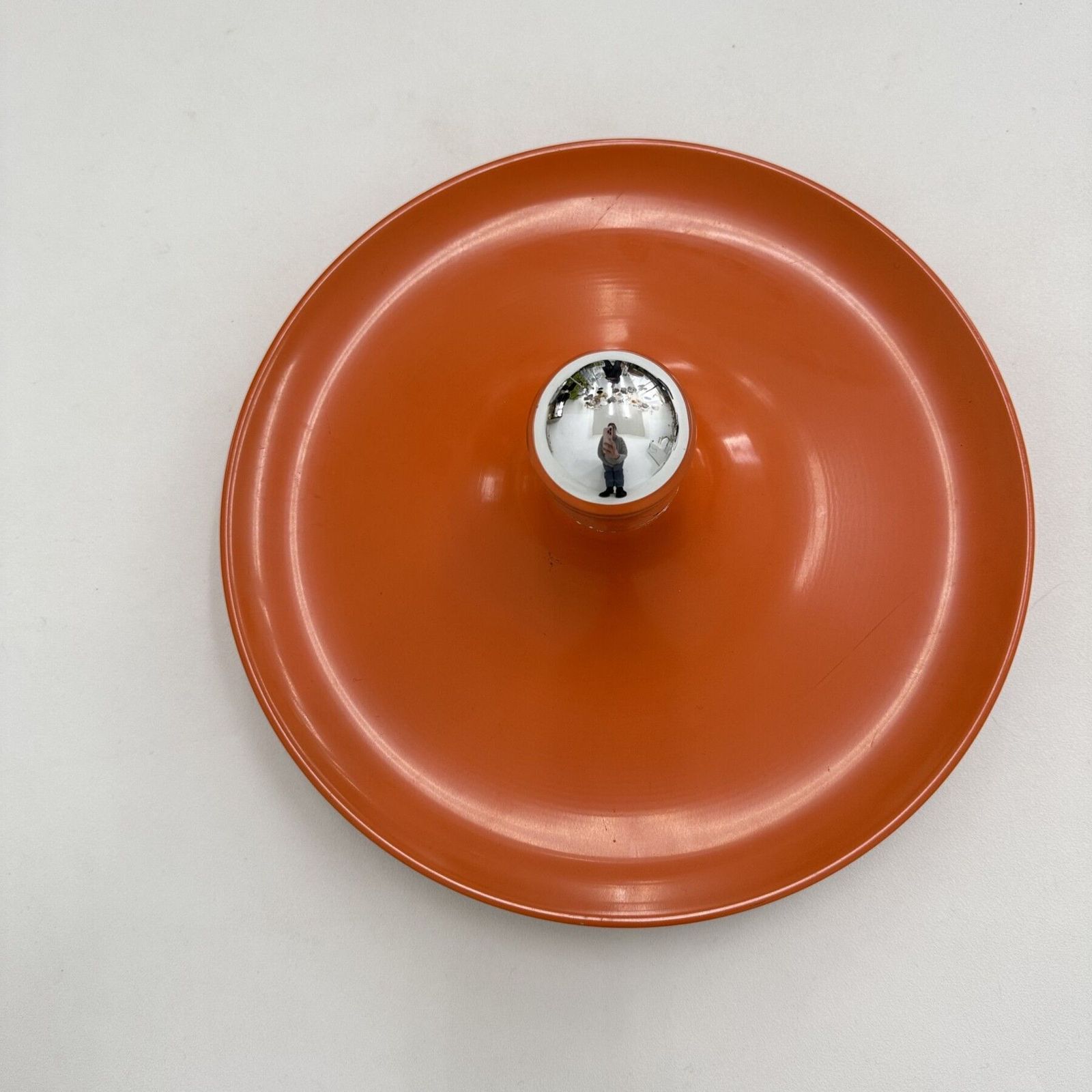 Mid Century Design Honsel Orange Space Age Disc Lamp , 1970s Attributed To Charlotte Perriand For Les Arcs photo vinterior