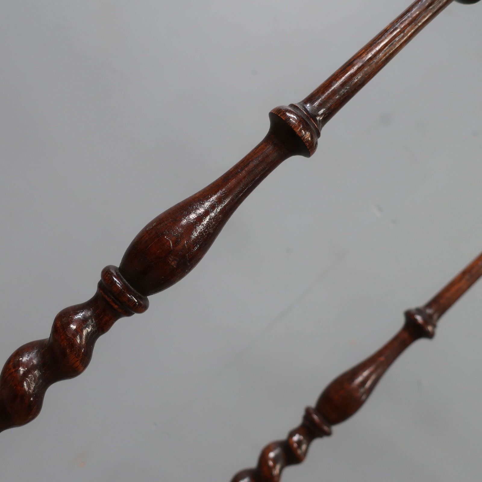 Pair Of Tall Barley Twist Oak Shops Hat Stands photo vinterior