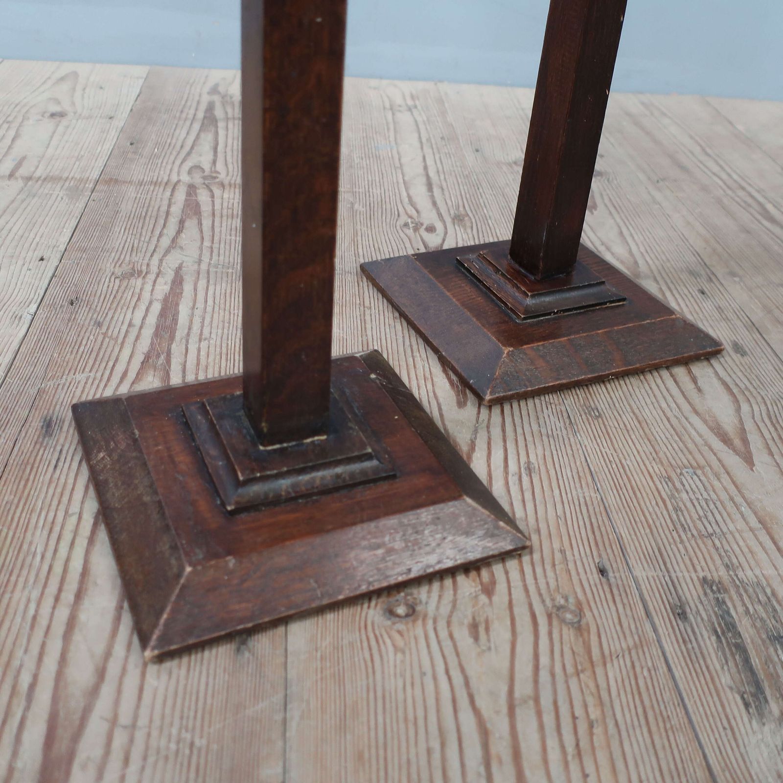 Pair Of Tall Barley Twist Oak Shops Hat Stands photo vintage