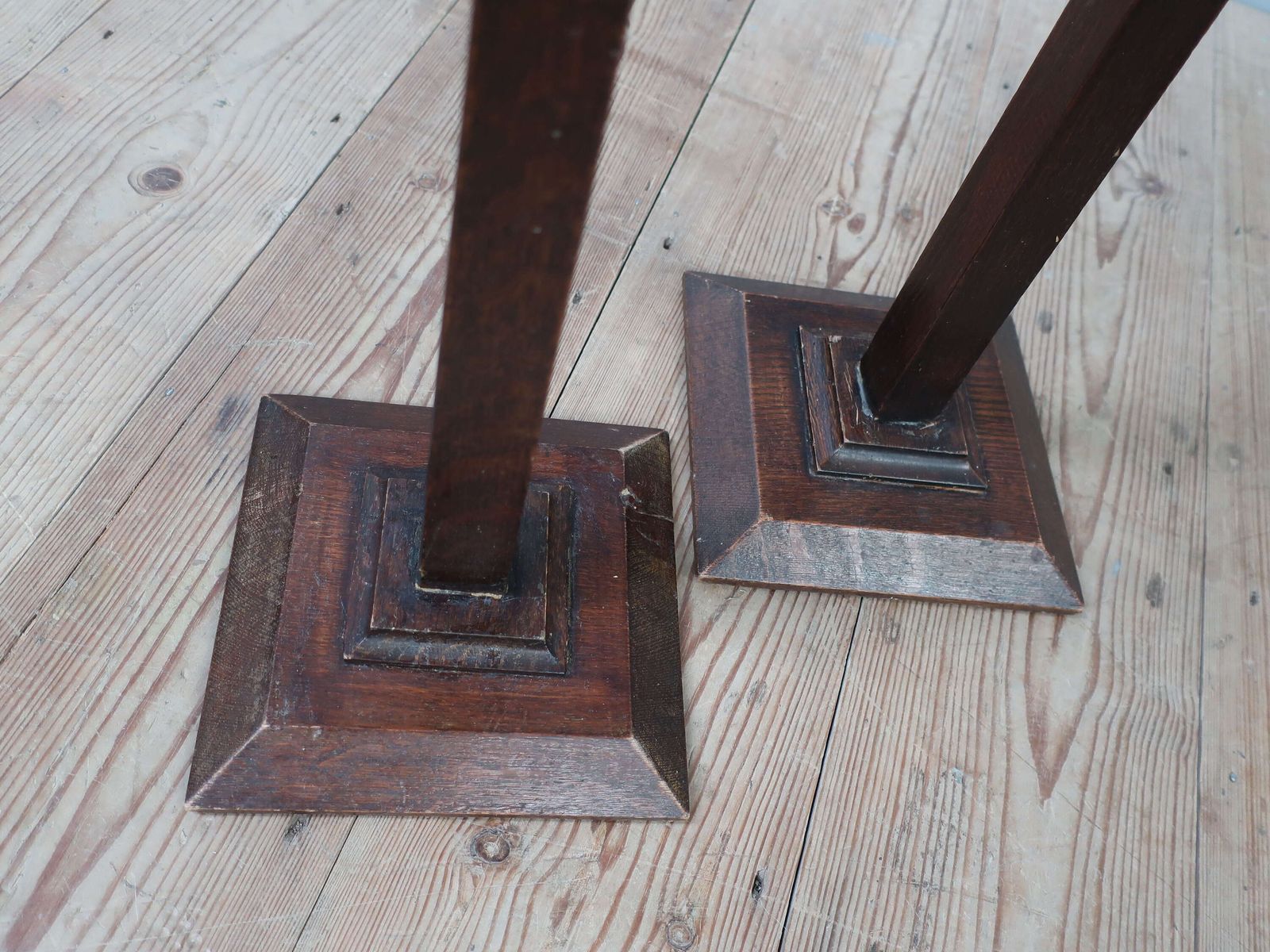 photo for sale Pair Of Tall Barley Twist Oak Shops Hat Stands