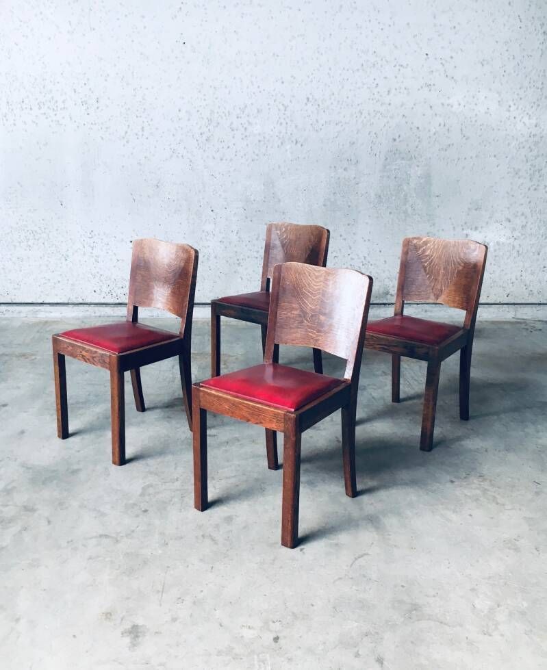Art Deco Design Eetkamerstoelen, België Jaren 1920 photo Meubels