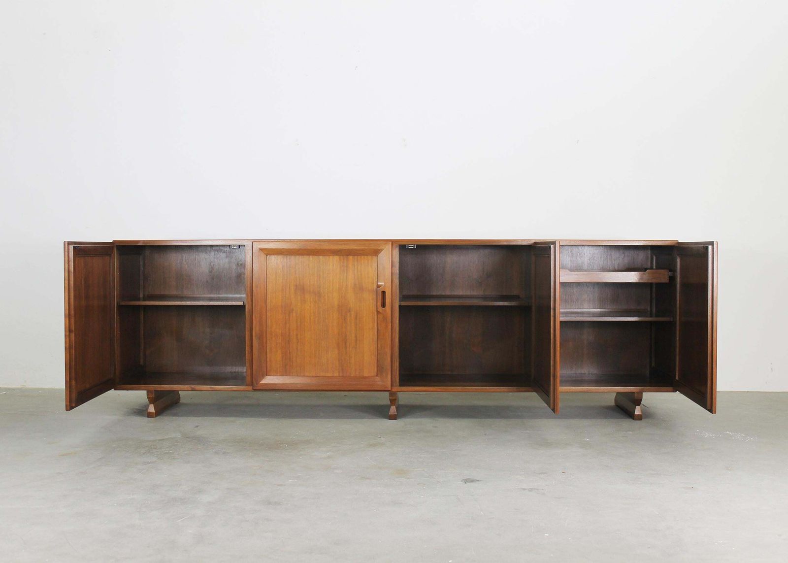Franco Albini Mb15 Large Sideboard With Four Doors Panels In Wood By Poggi 1950s photo vinterior