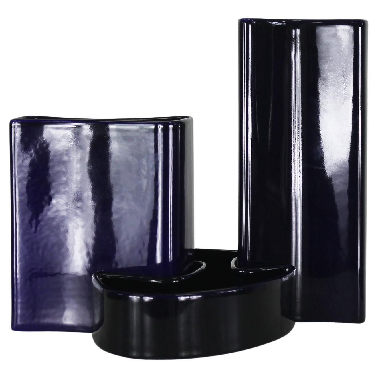 Angelo Mangiarotti Set Of Three Ceramic Vases By Fratelli Brambilla 1960s