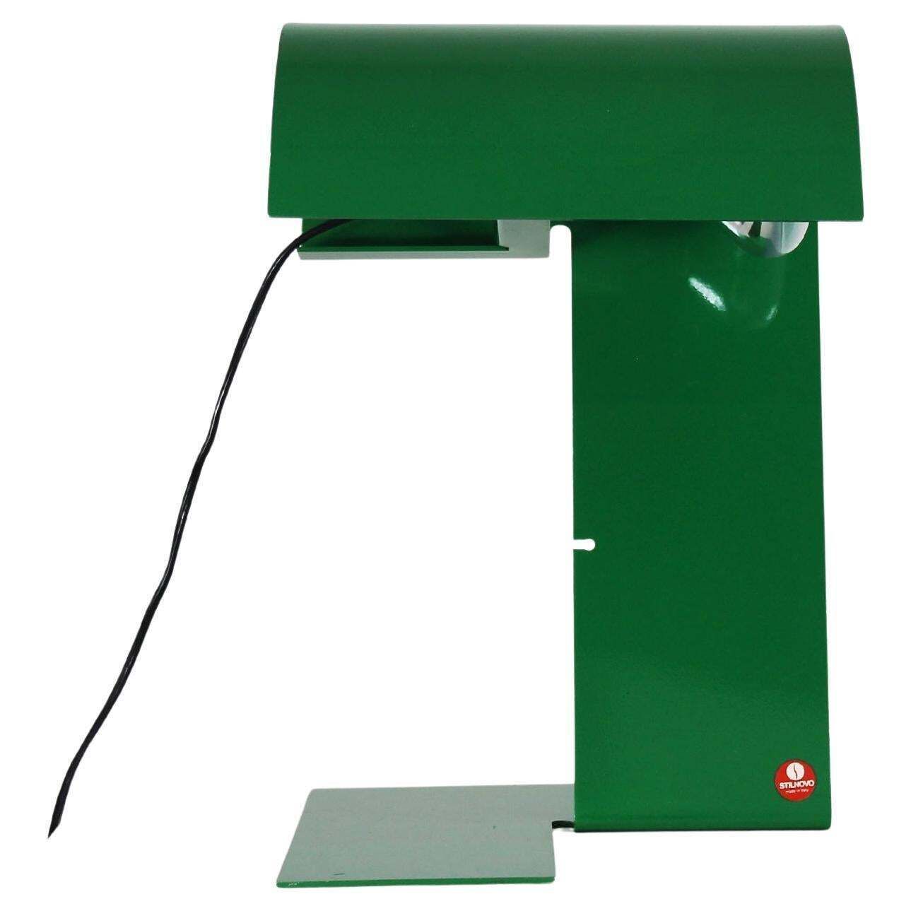 Trabucchi Vecchi Volpi Blitz Table Lamp In Green Lacquered Metal By Stilnovo 70s
