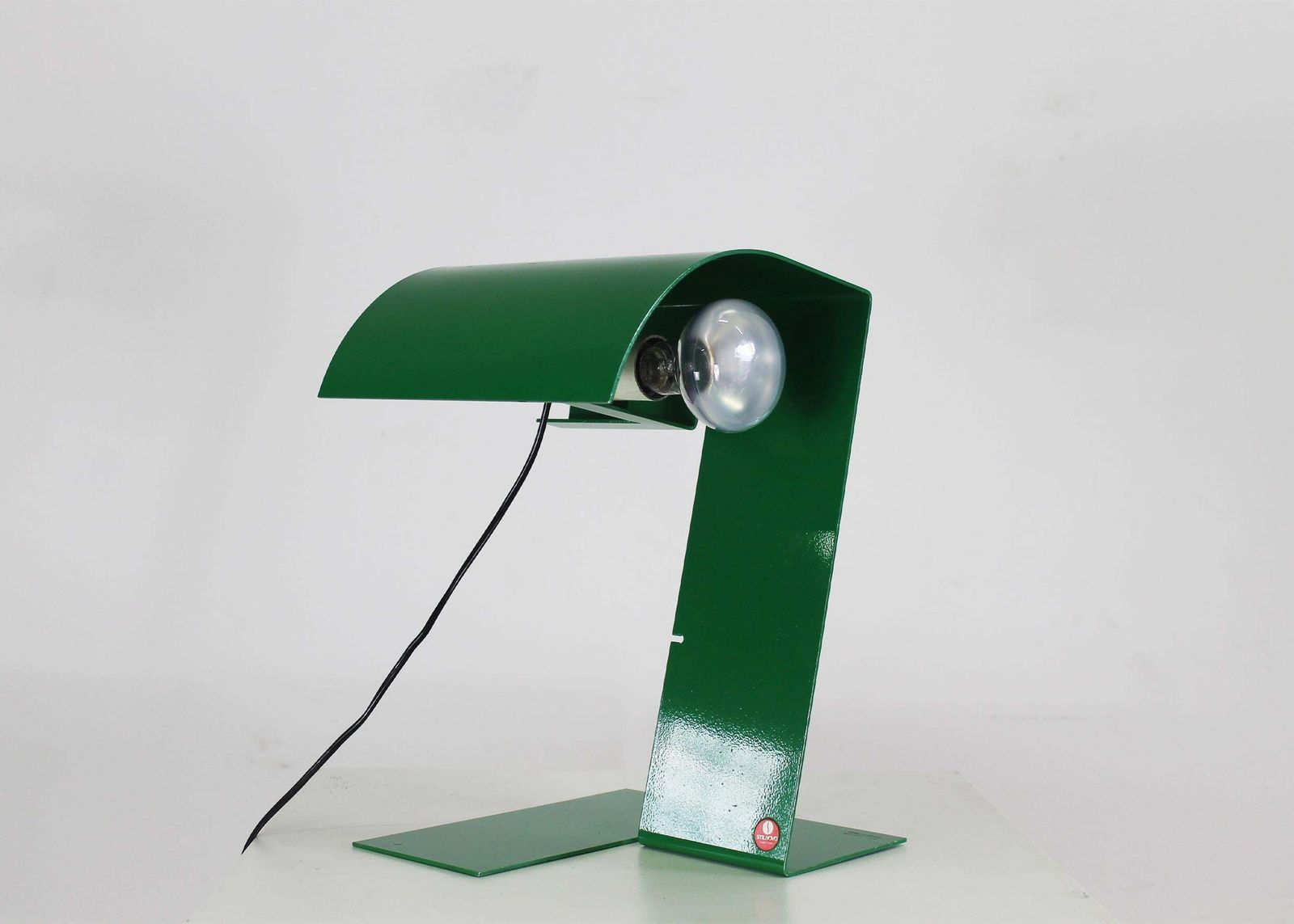 Trabucchi Vecchi Volpi Blitz Table Lamp In Green Lacquered Metal By Stilnovo 70s photo for sale