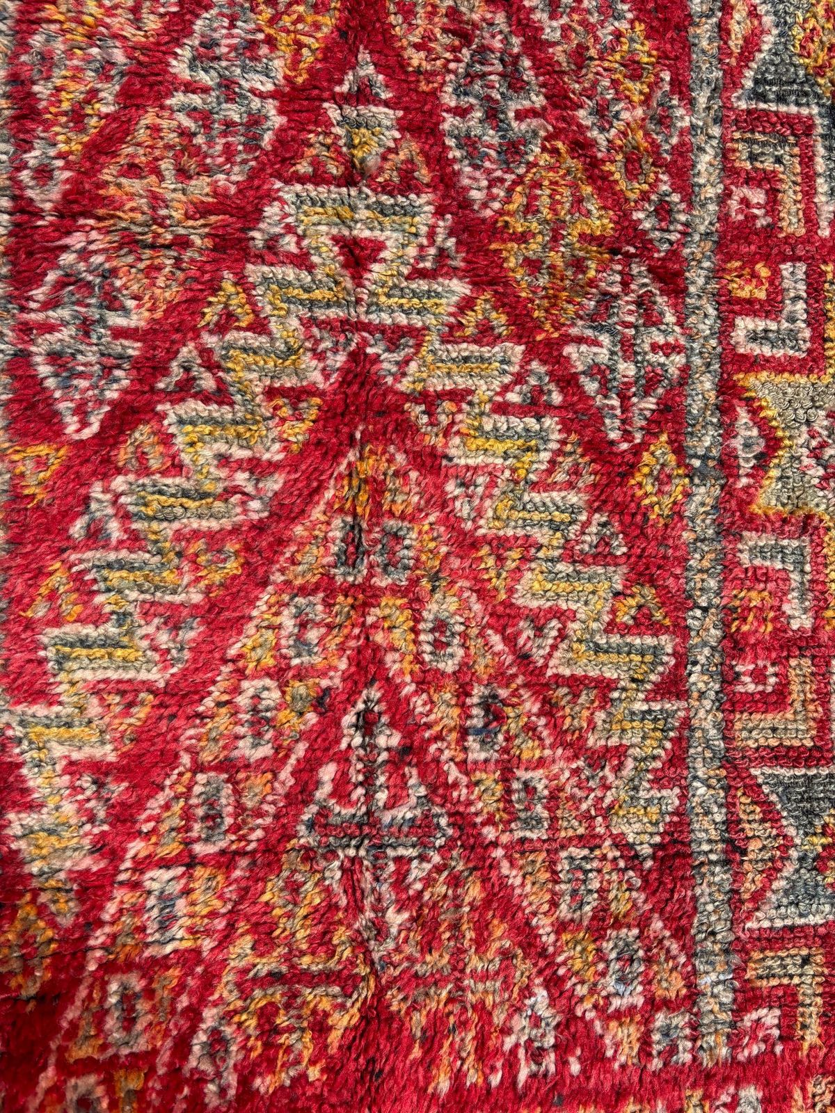 Red Vintage Moroccan Boujad Wool Rug 190x290 Cm  Handwoven Berber Carpet   Authentic Tribal Design photo 1438.0