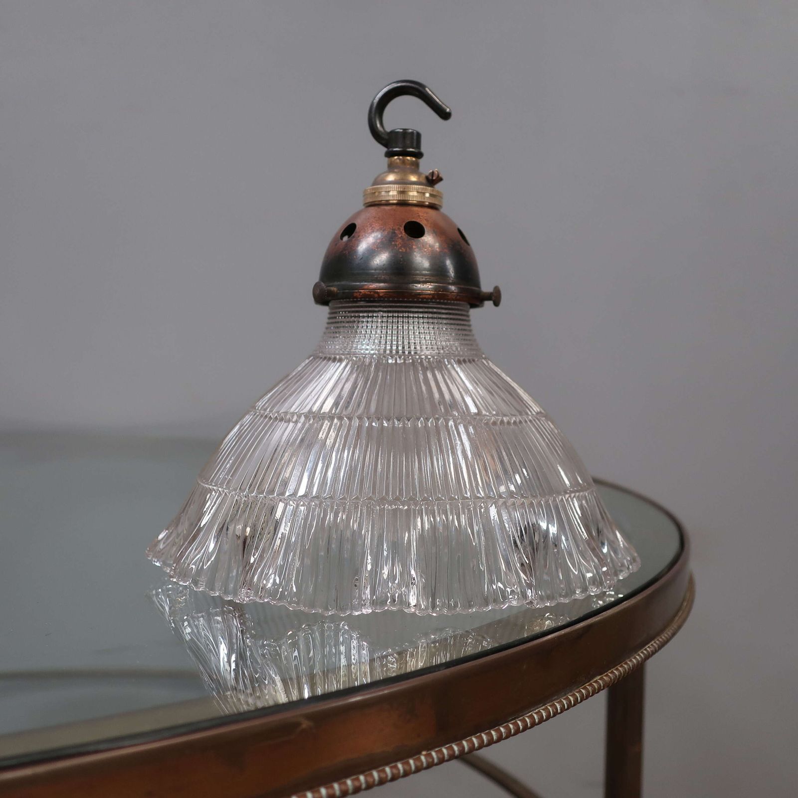 1920's Holophane Prismatic Glass Pendant Light photo 135.0