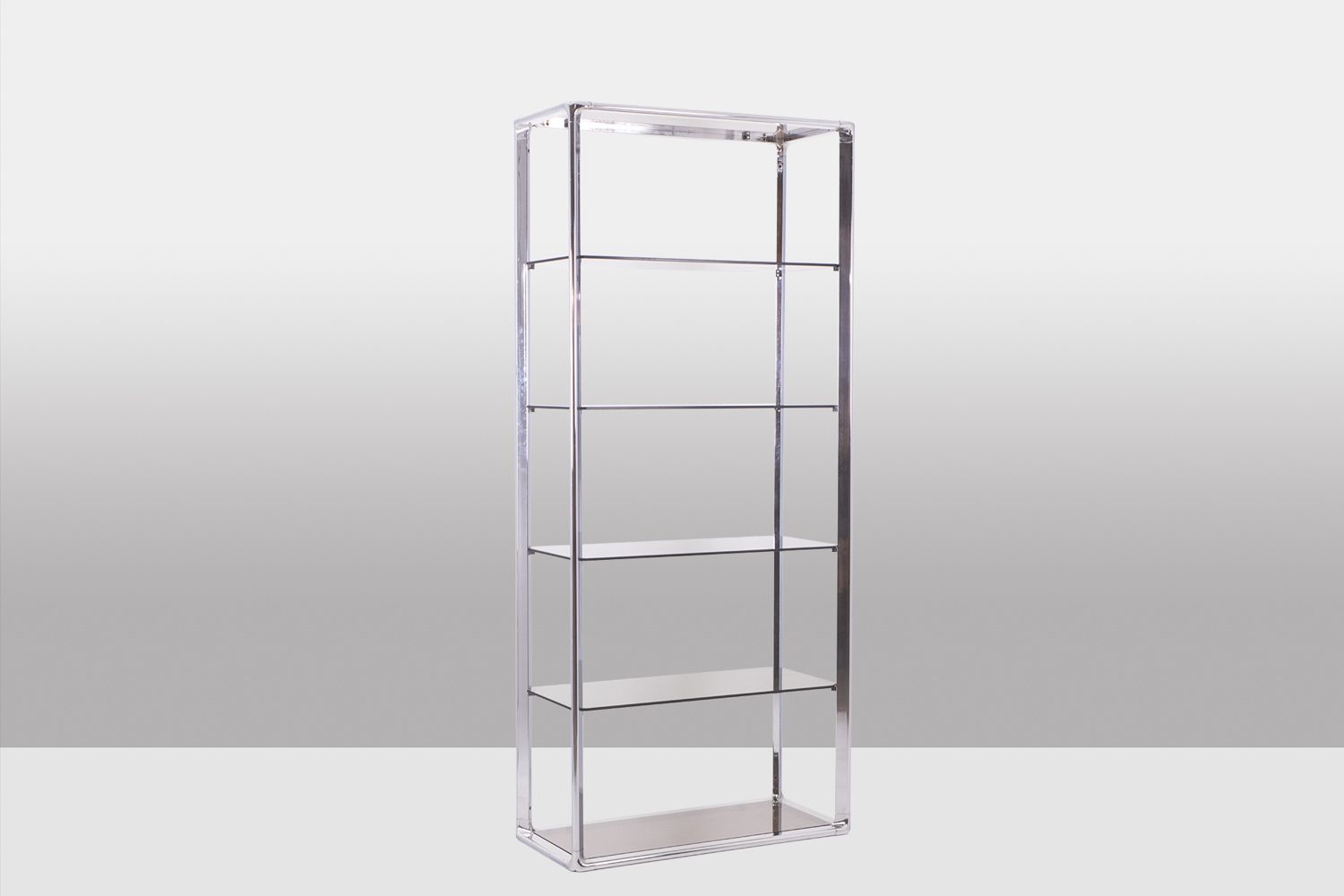 Pair Of Shelves With 6 Shelves, Chromed Metal Frame. 1970s. photo 3800.0