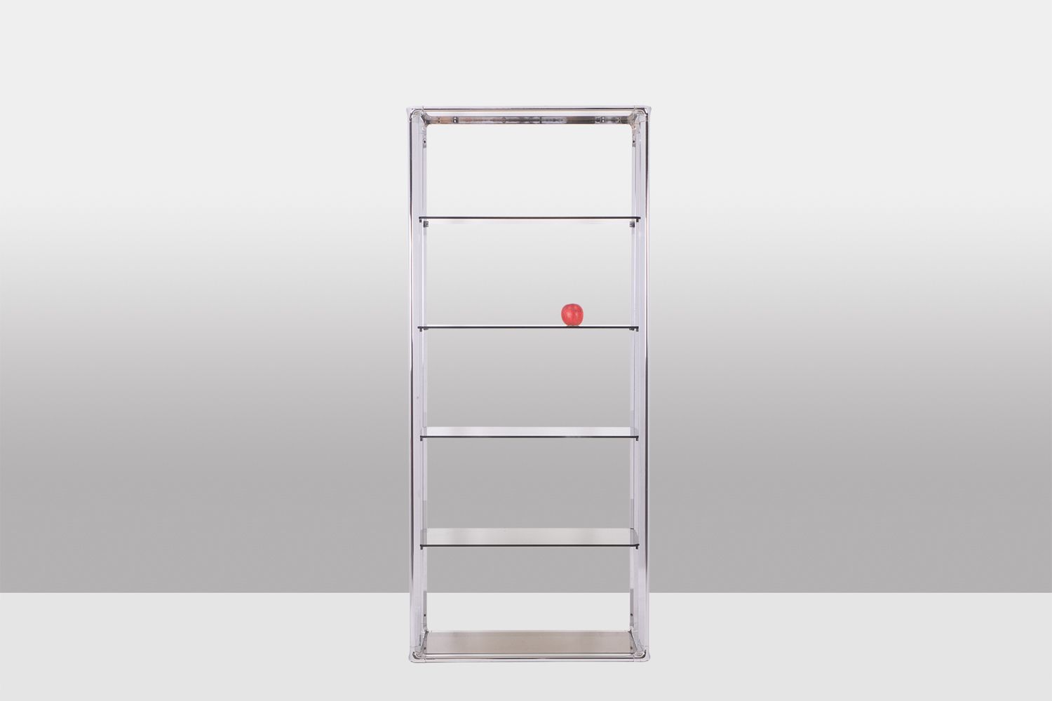 photo for sale Pair Of Shelves With 6 Shelves, Chromed Metal Frame. 1970s.